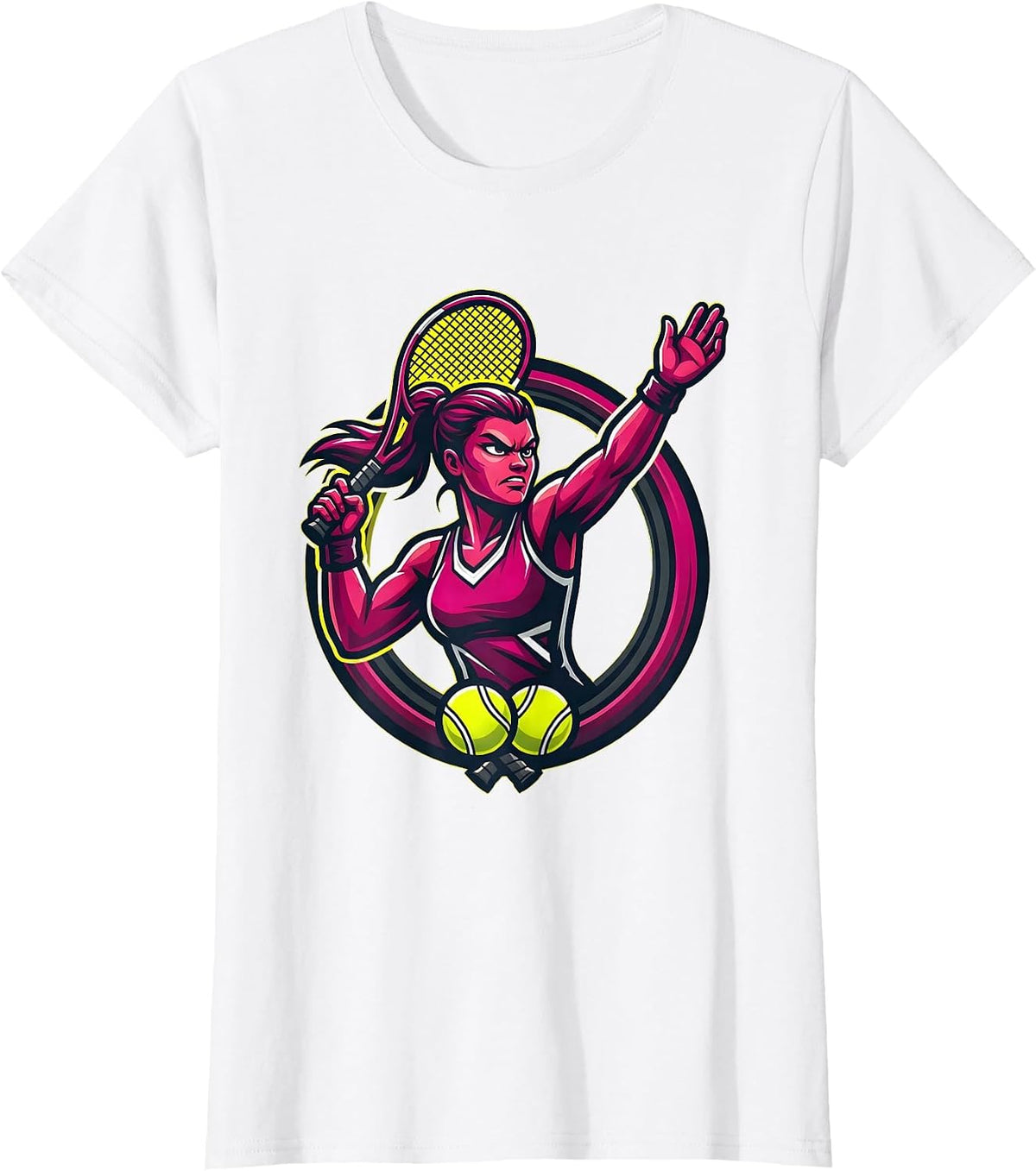 Fierce Tennis Serve Graphic Sports Design T-Shirt - White