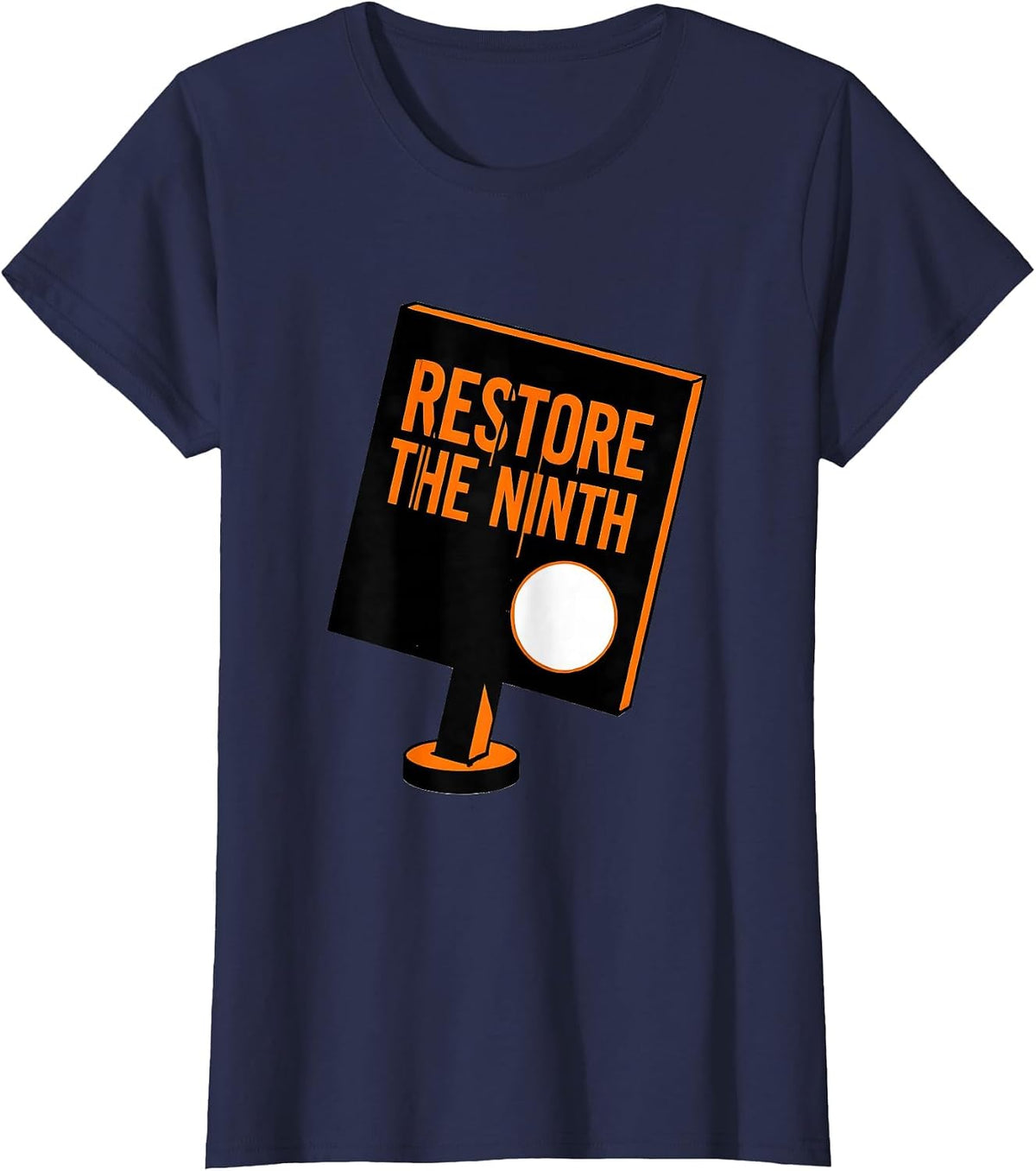 Women's Restore The Ninth Funny Pluto Astronomy Science Enthusiast T-Shirt - Navy Blue