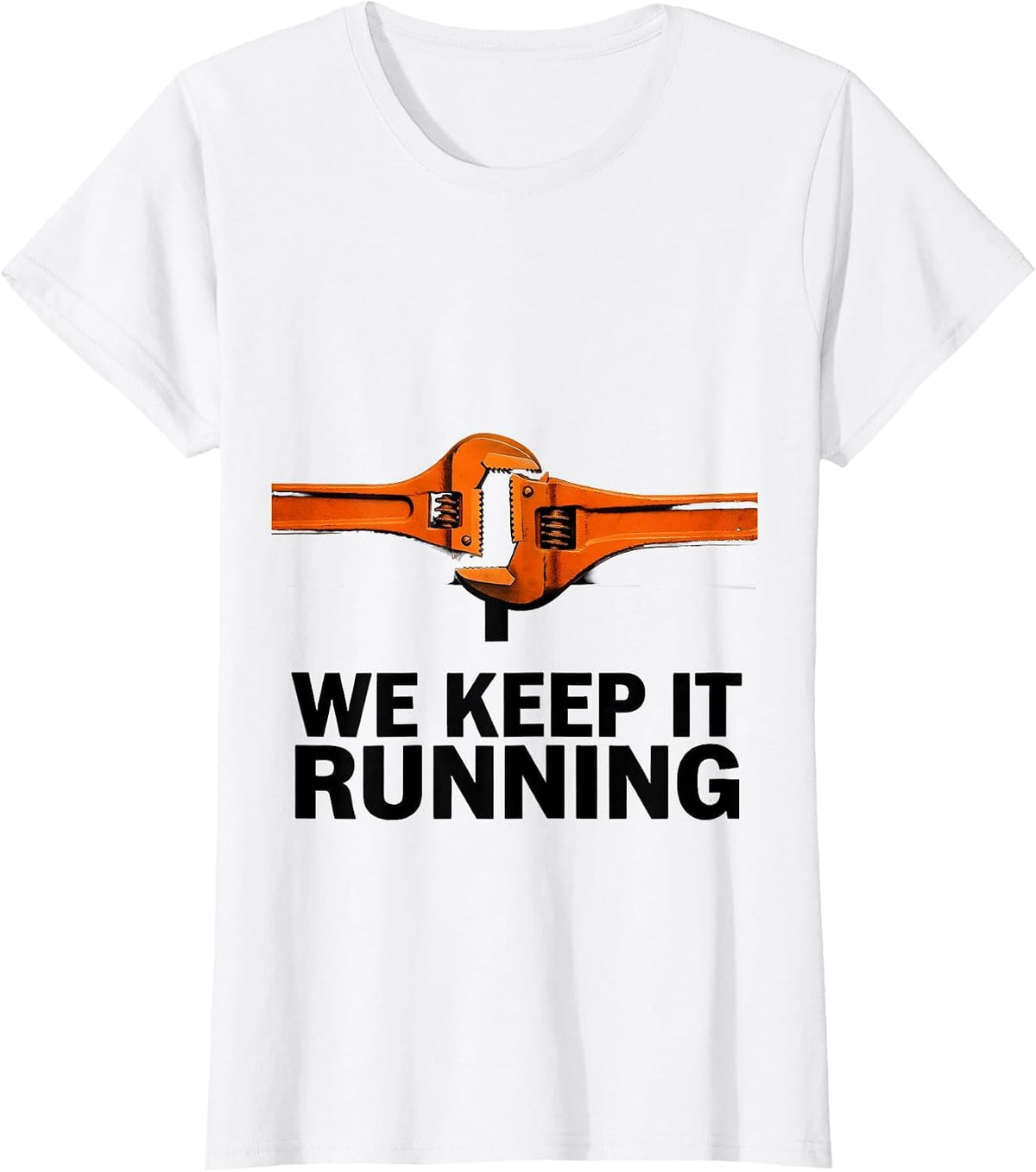 Women's We Keep It Running Brutalist Graphic American Flag Mechanic T-Shirt - White