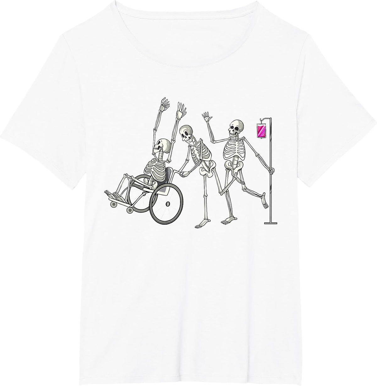 Nurse Skeletons Funny Halloween Healthcare CNA Medical Crew T-Shirt - White