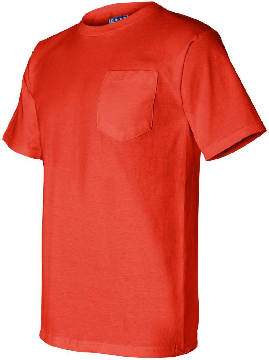 Bayside Adult 6.1 oz., Cotton Pocket T-Shirt XL BRIGHT ORANGE - As Pictured