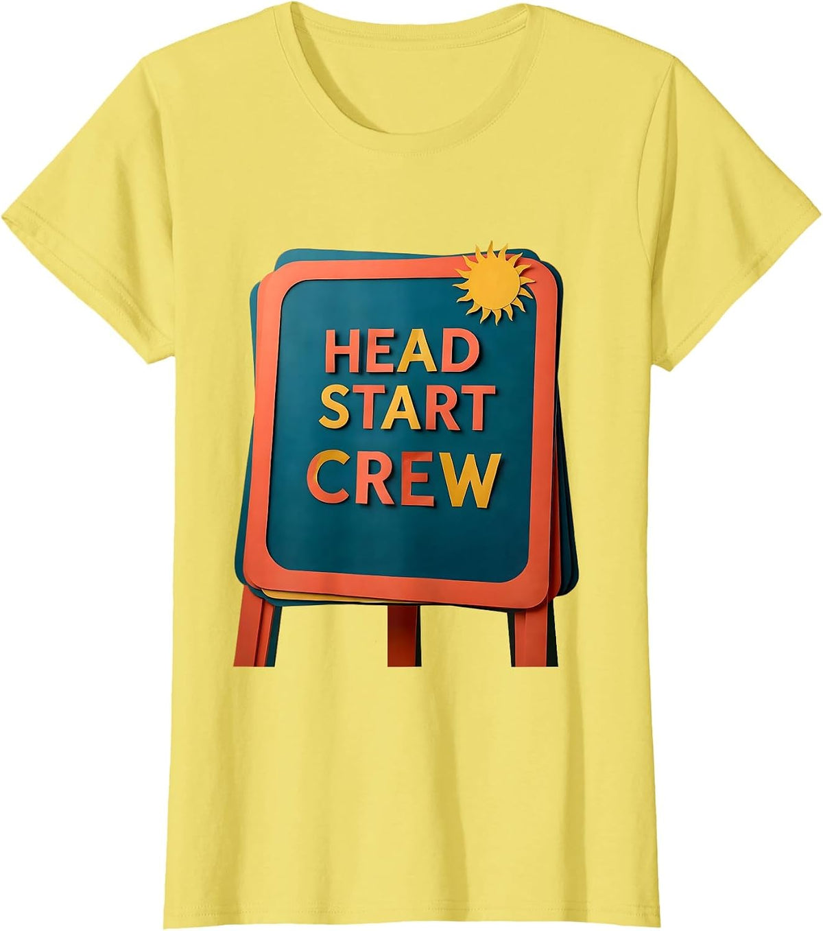 Women's Head Start Crew Sentimental Preschool Teacher Early T-Shirt - Lemon Yellow