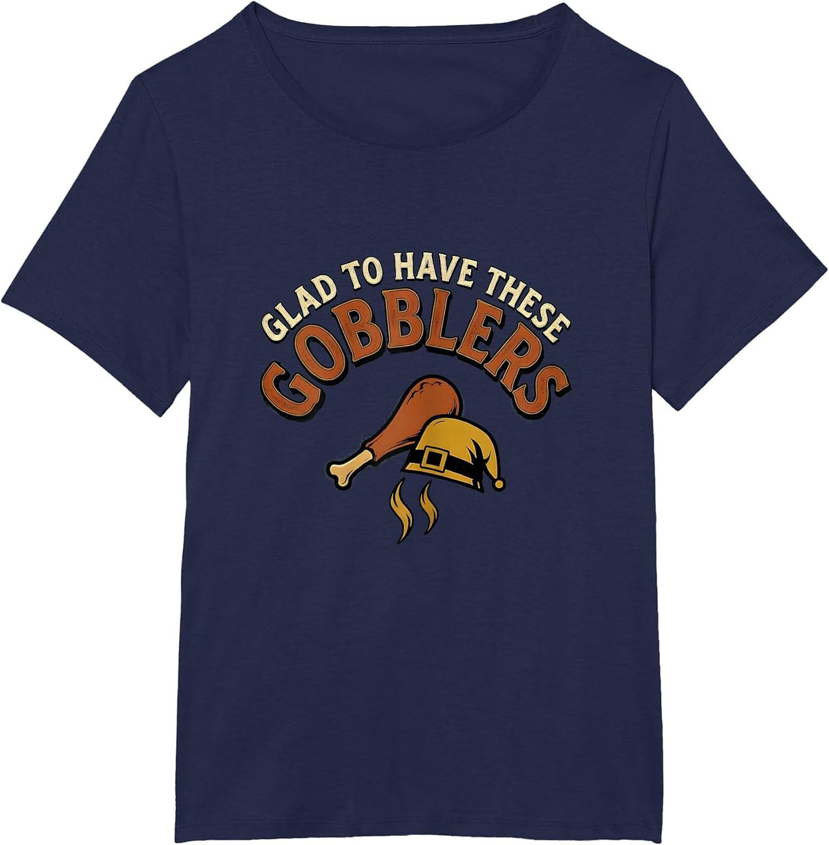 Women's Glad To Have These Gobblers Vintage Funny Thanksgiving T-Shirt - Navy Blue