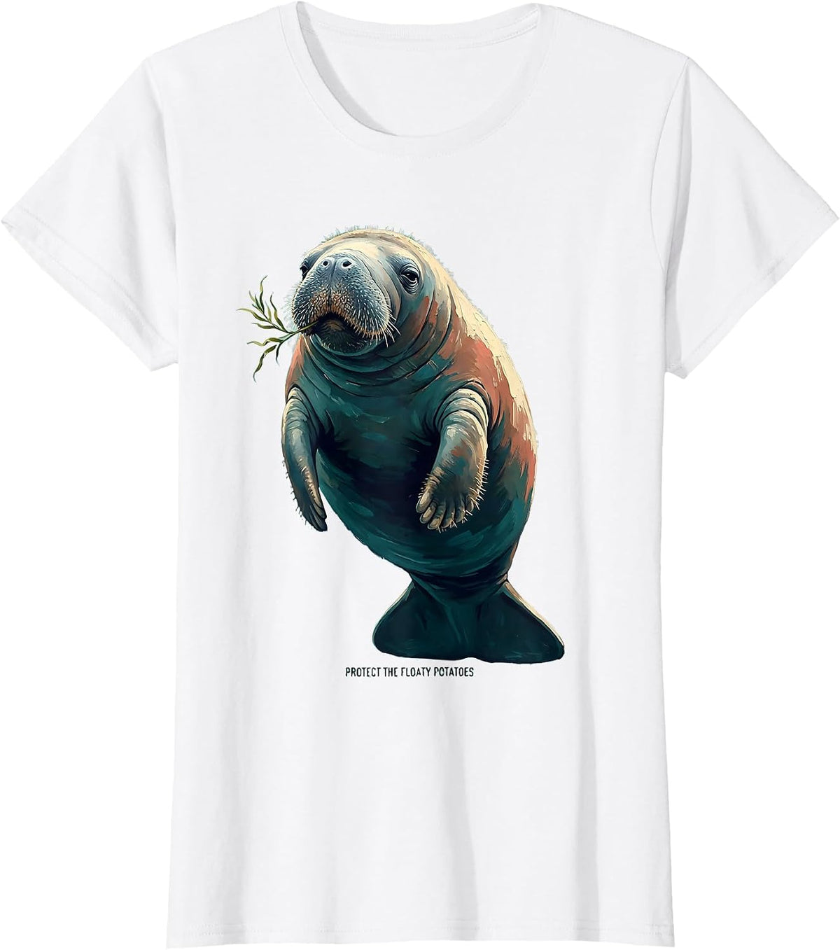 Protect The Floaty Potatoes Funny Manatee Sea Animal Lover T-Shirt - White