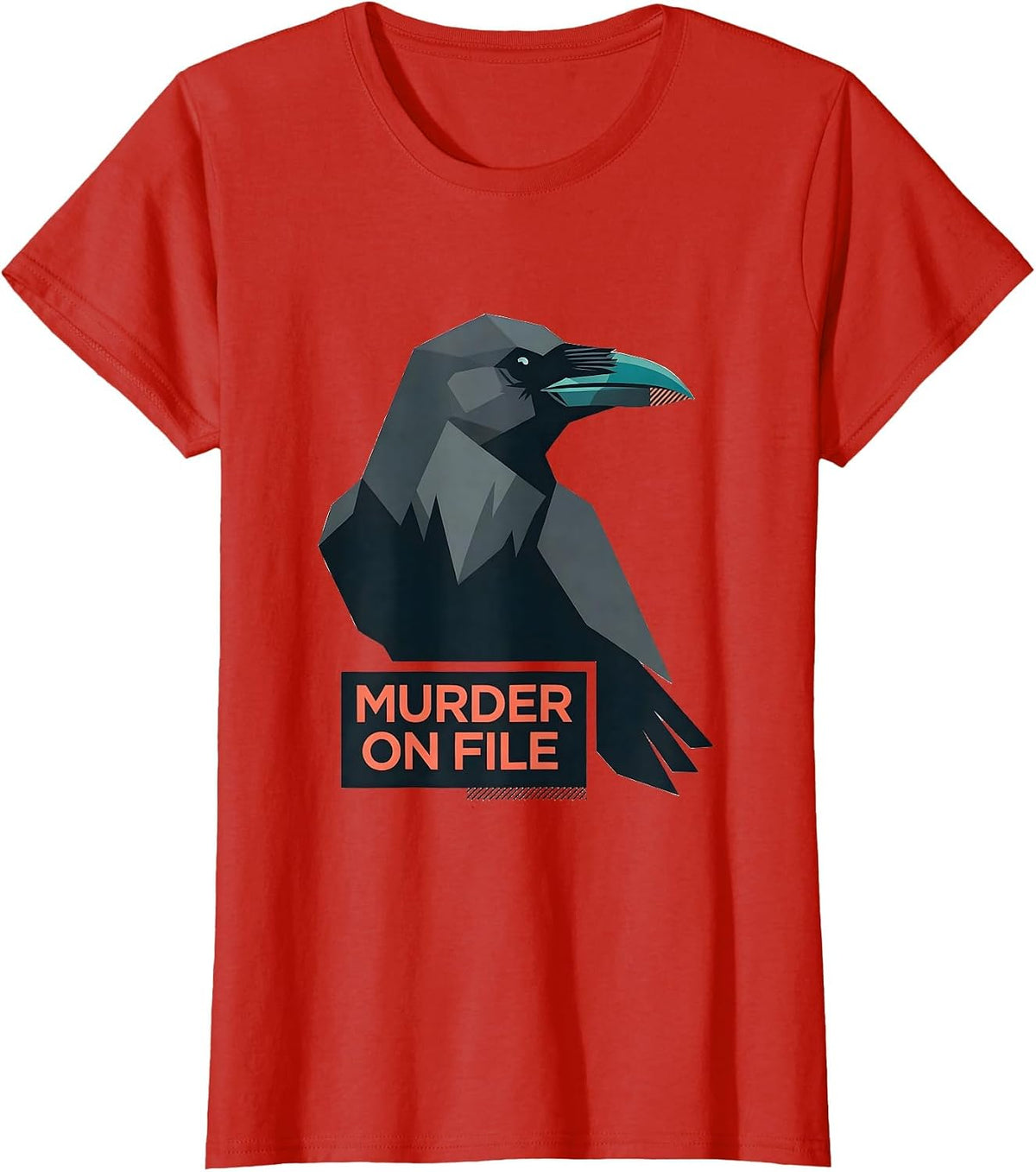 Murder On File Dark Humor Gothic Crow Lover Bird Enthusiast T-Shirt - Red