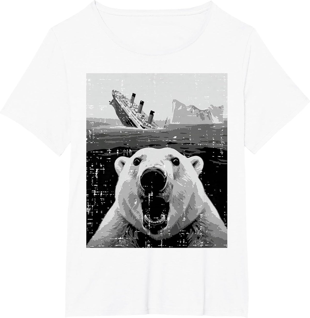 Polar Bear Sinking Titanic Selfie Funny Meme Men Women Kids T-Shirt - White