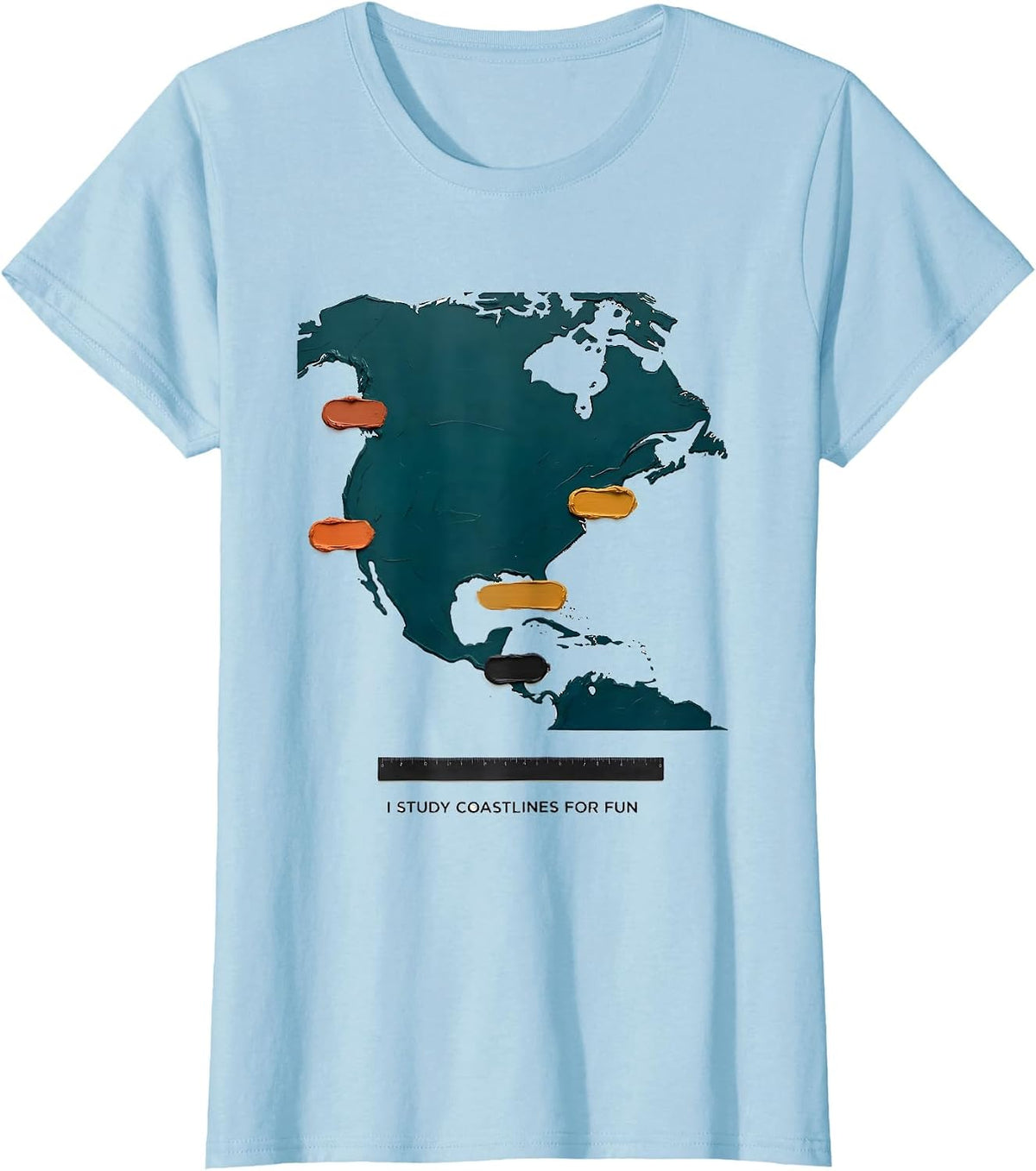 I Study Coastlines For Fun Geography Enthusiast Map Lover T-Shirt - Baby Blue