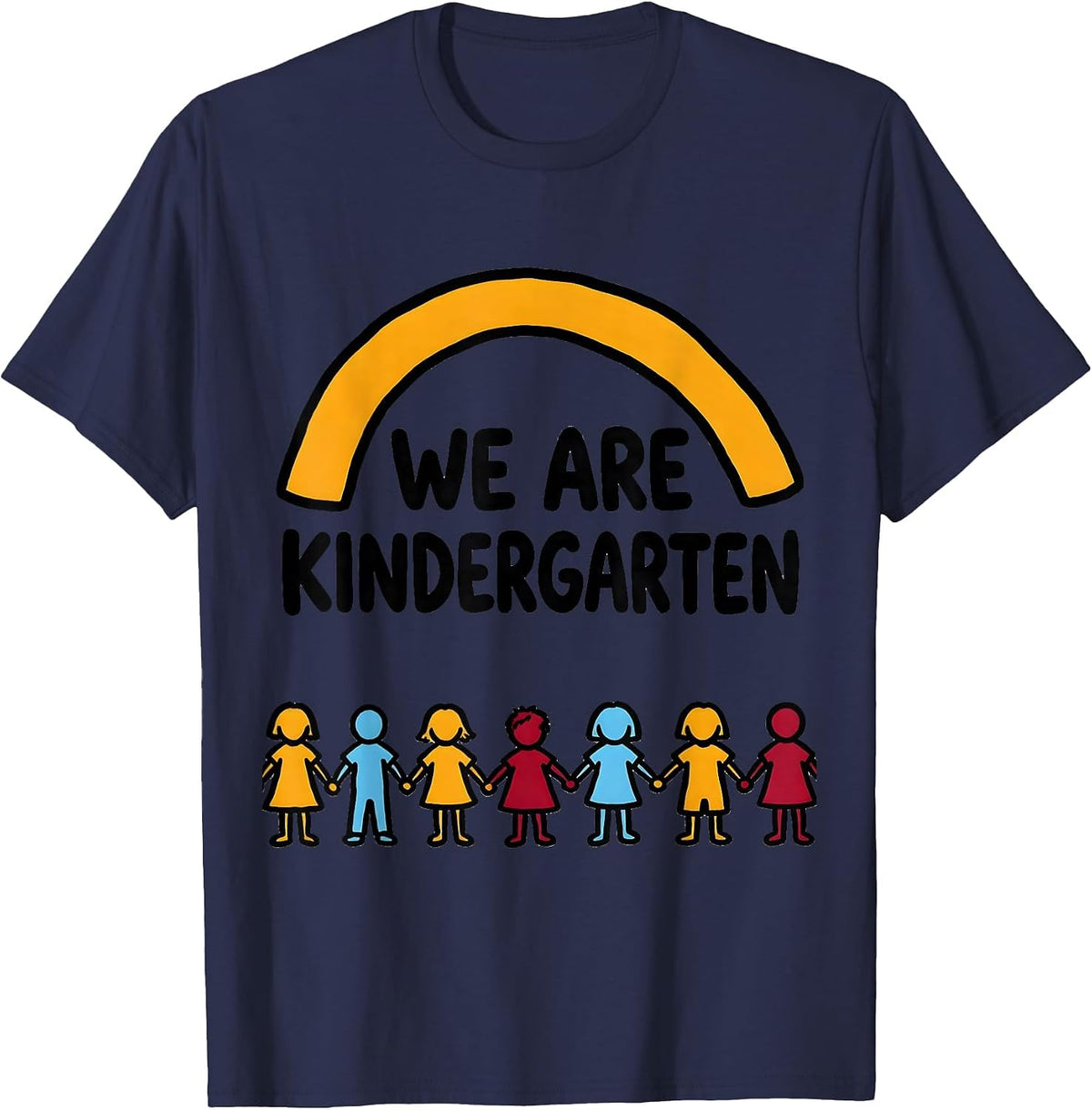 We Are Kindergarten Playful Preschool Teacher Kids Back T-Shirt - Navy Blue