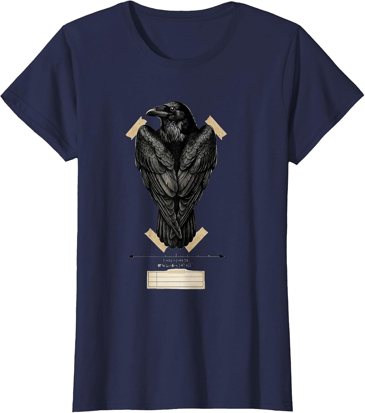 Women's Unkindness Specimen Intact Botanical Dark Humor Crow Lover T-Shirt - Navy Blue
