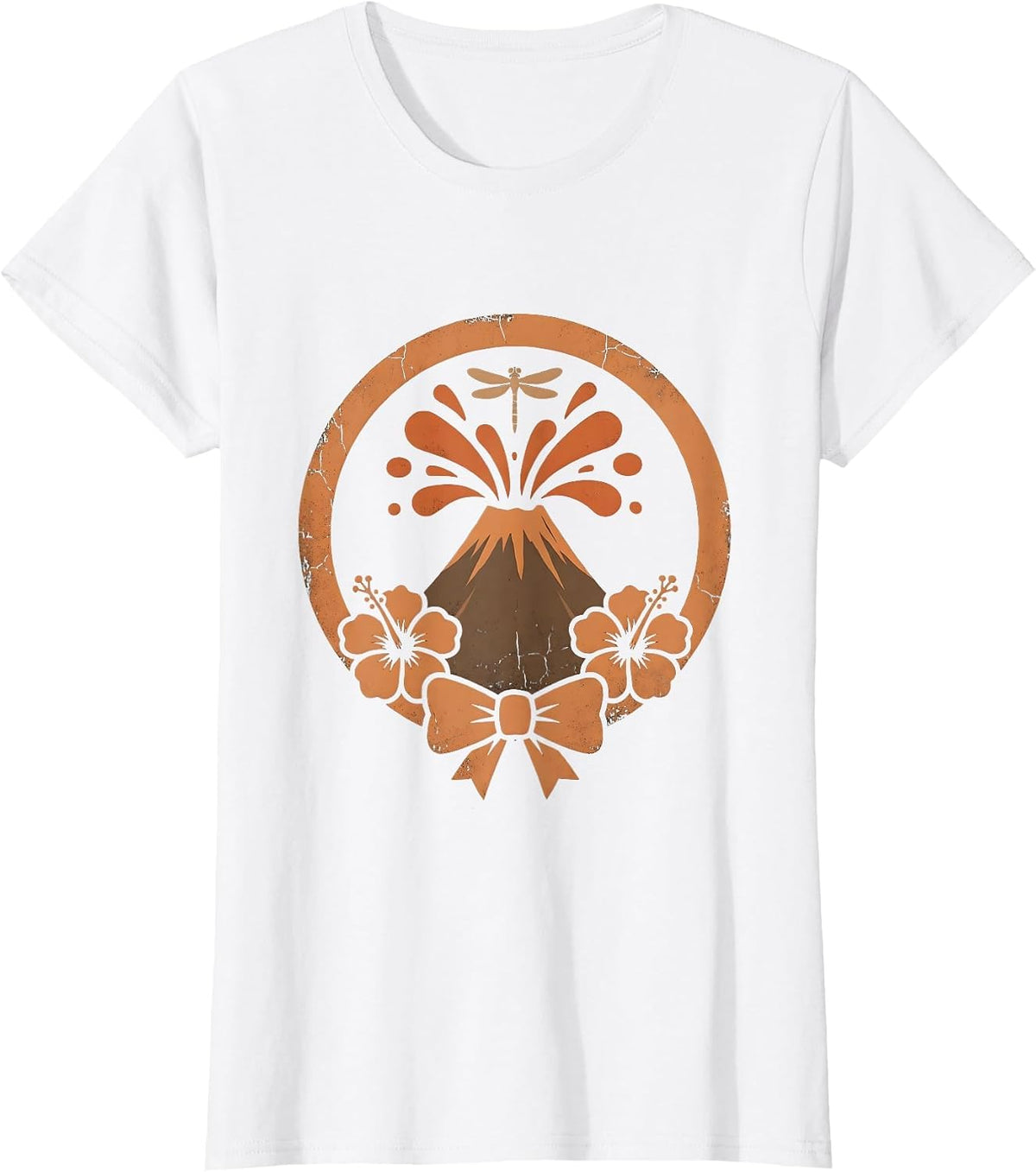 Hawaiian Volcano Erupting Fiery Sunset Graphic T-Shirt - White