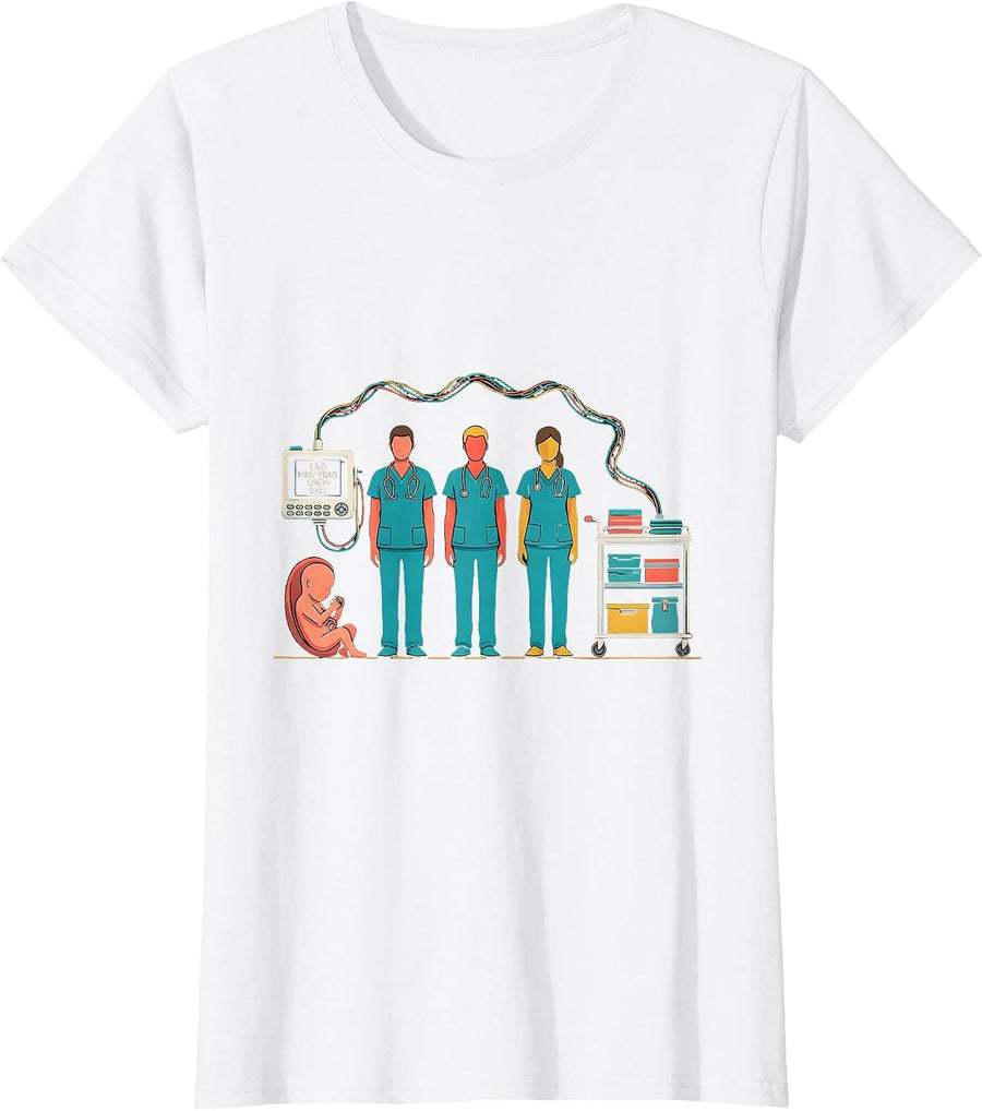 Women's L&D New Year Crew 2027 Funny Nurse Crew New Years Eve Party T-Shirt - White