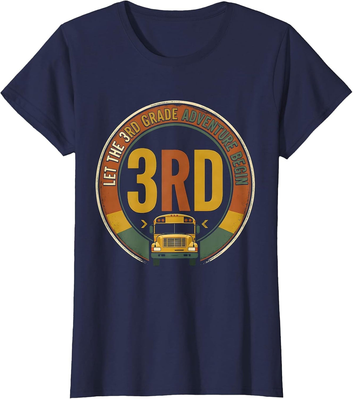 Women's Let The 3rd Grade Adventure Begin Vintage Teacher Team Back T-Shirt - Navy Blue