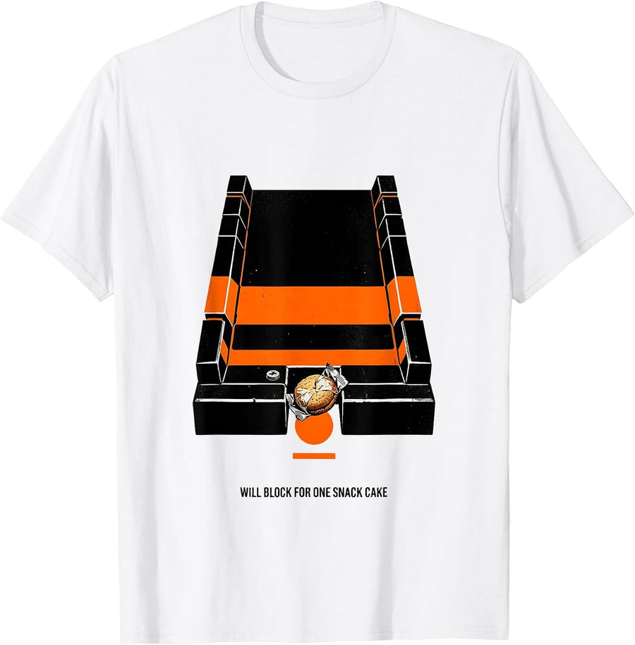 Men's Will Block For One Snack Cake Funny Football Lineman Humor T-Shirt - White