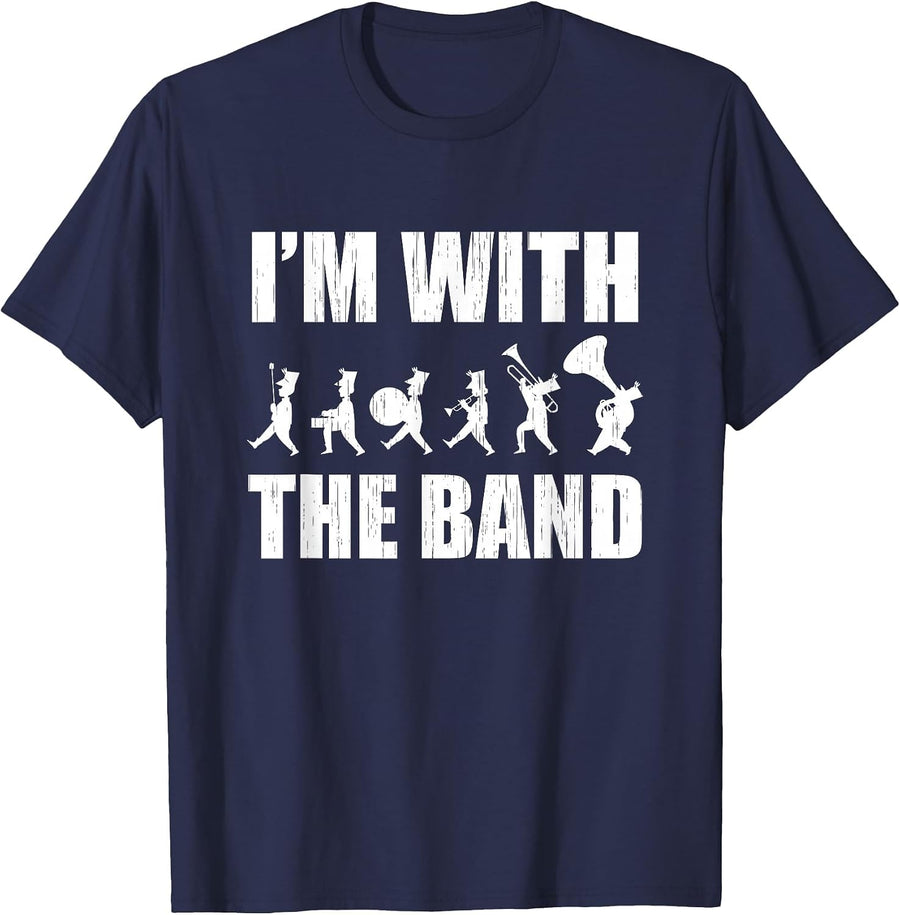 I'm with The Band Vintage Silhouette Marching Band Concert T-Shirt - Navy Blue