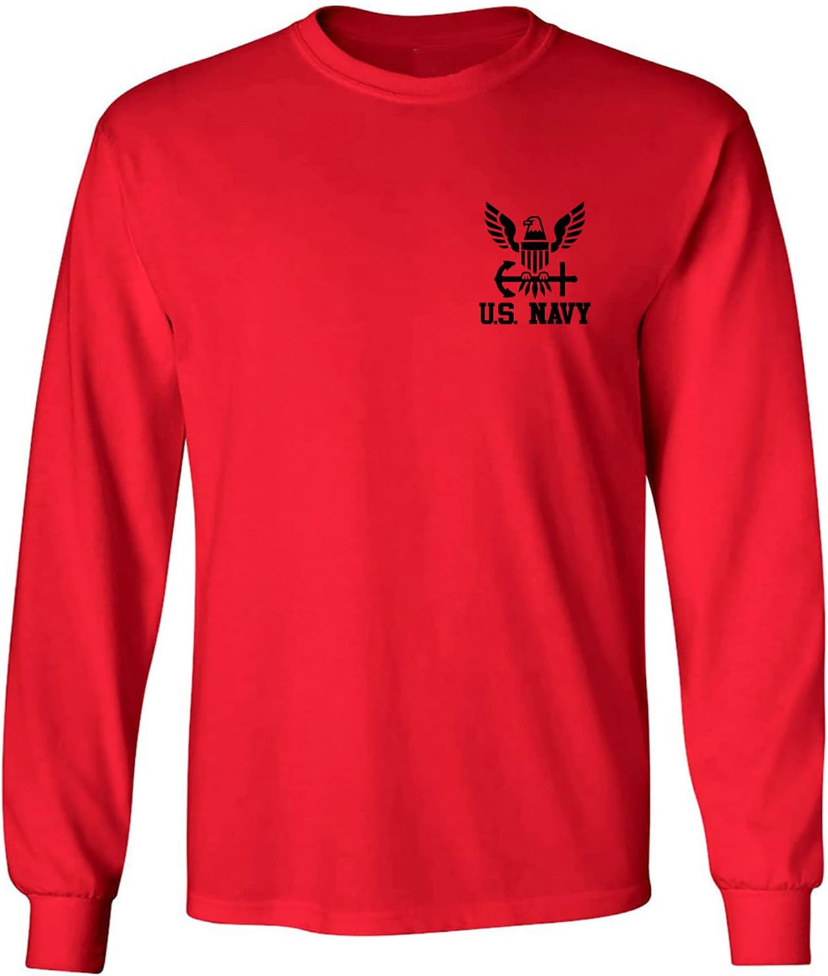 U.S. Navy Anchor Left Chest Adult Long Sleeve T-Shirt - Red