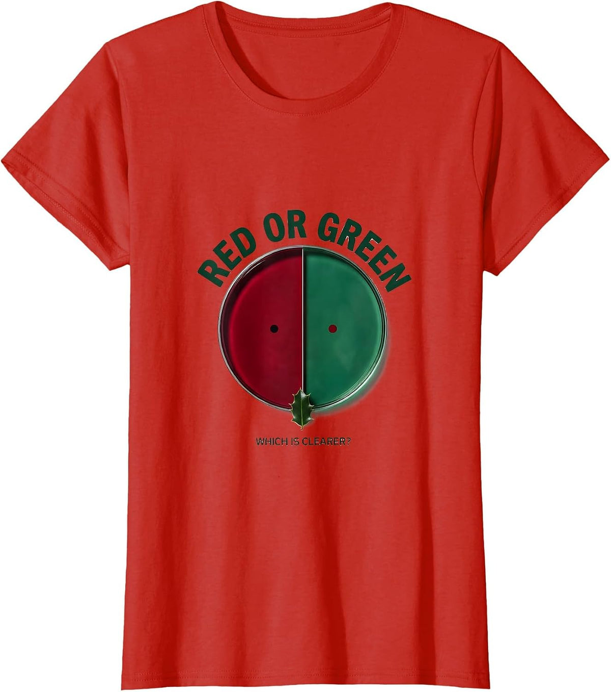 Red Or Green, Which Is Clearer? Funny Optometrist Christmas T-Shirt - Red