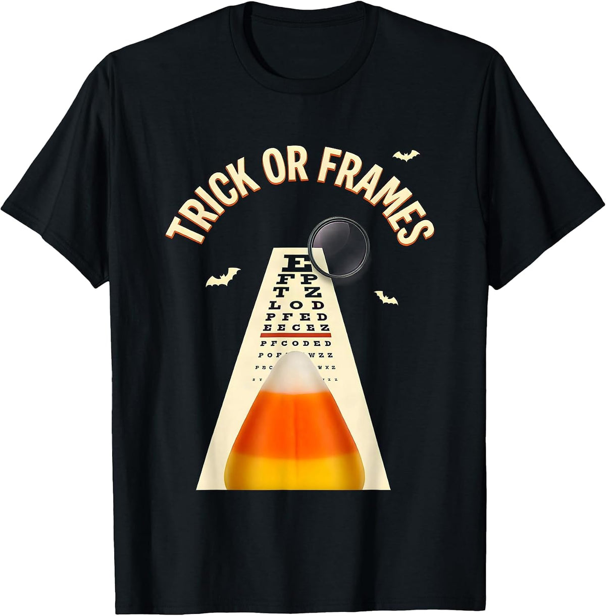 Men's Trick or Frames Funny Optometrist Halloween Eye Doctor T-Shirt - Black