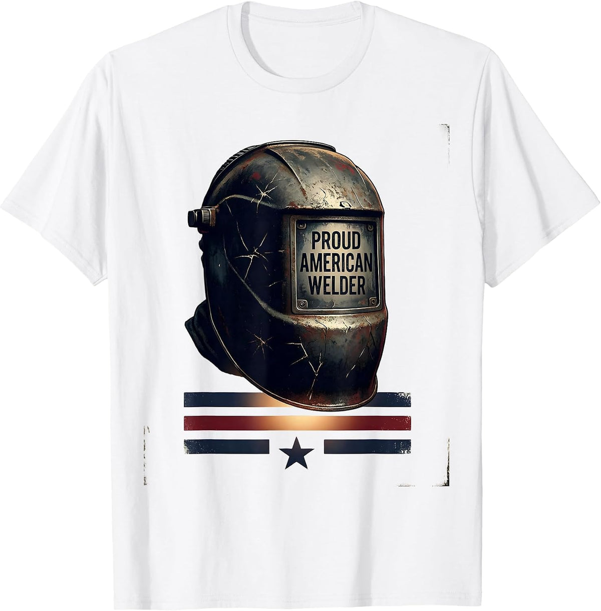 Men's Proud American Welder Distressed Patriotic Tradesman T-Shirt - White