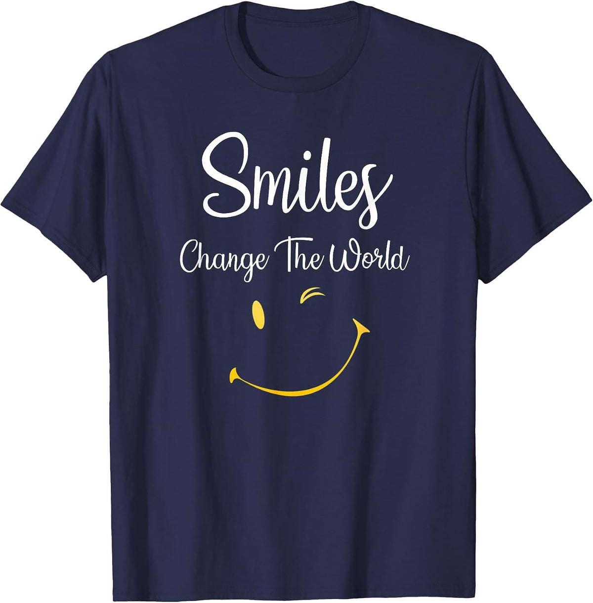 Smiles Change The World T-Shirt - Navy Blue