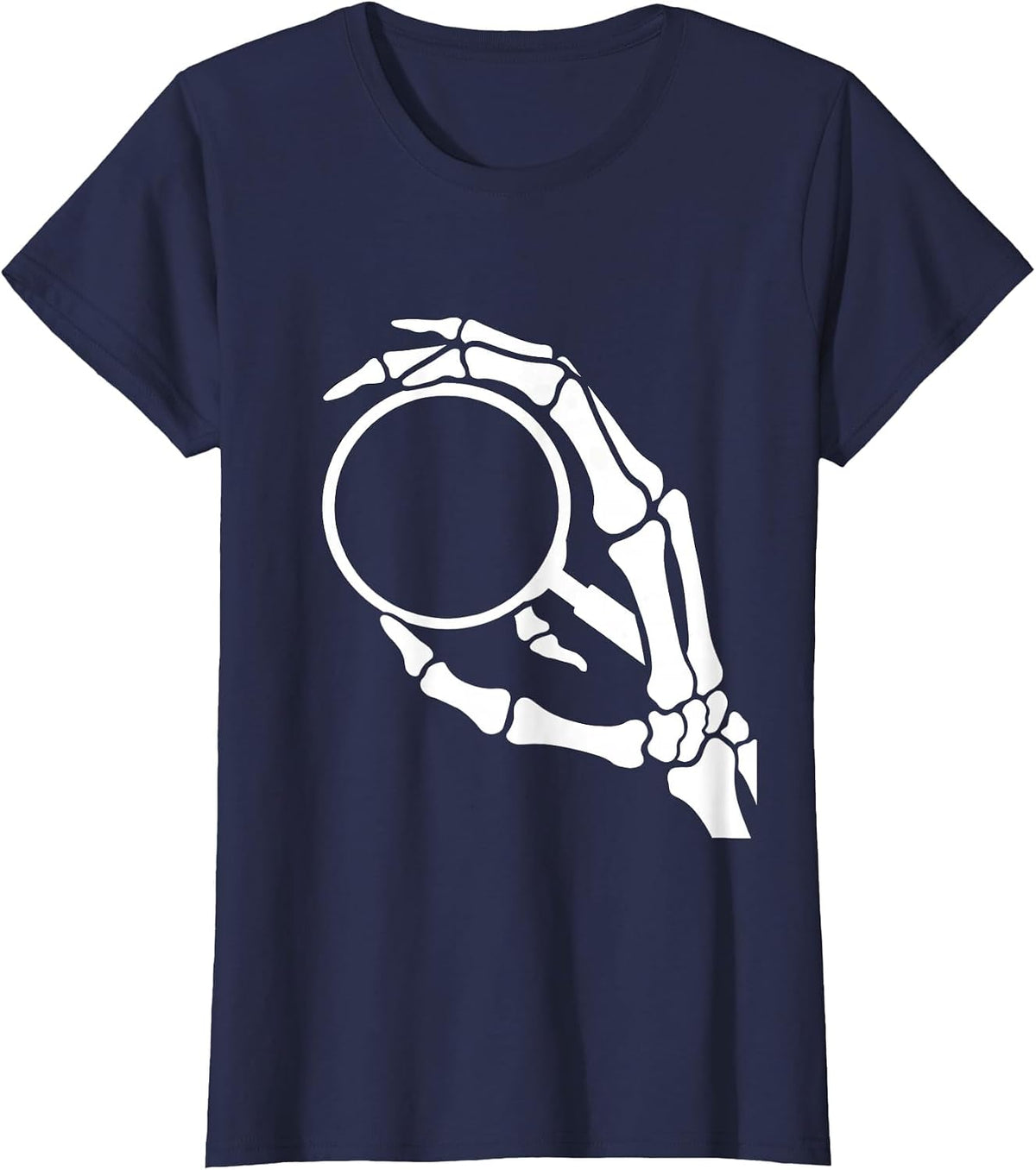 Women's Hand Skeleton Magnifying Glass Radiology Art T-Shirt - Navy Blue