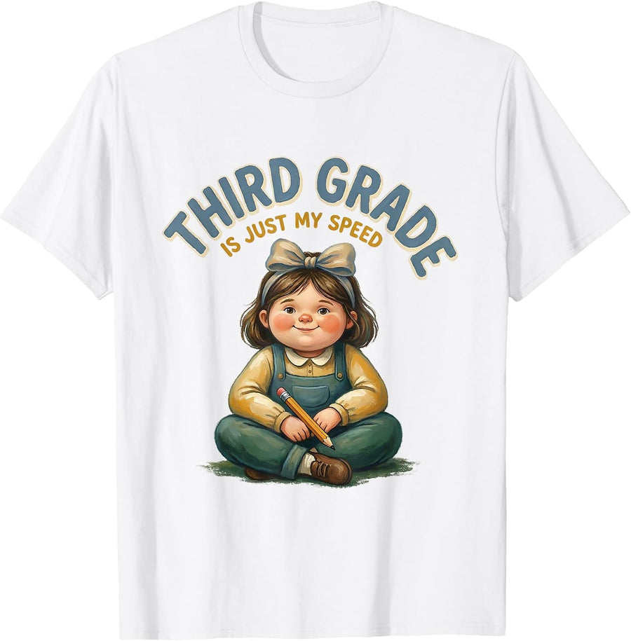 Third Grade Is Just My Speed Storybook Bow Back to School T-Shirt - White