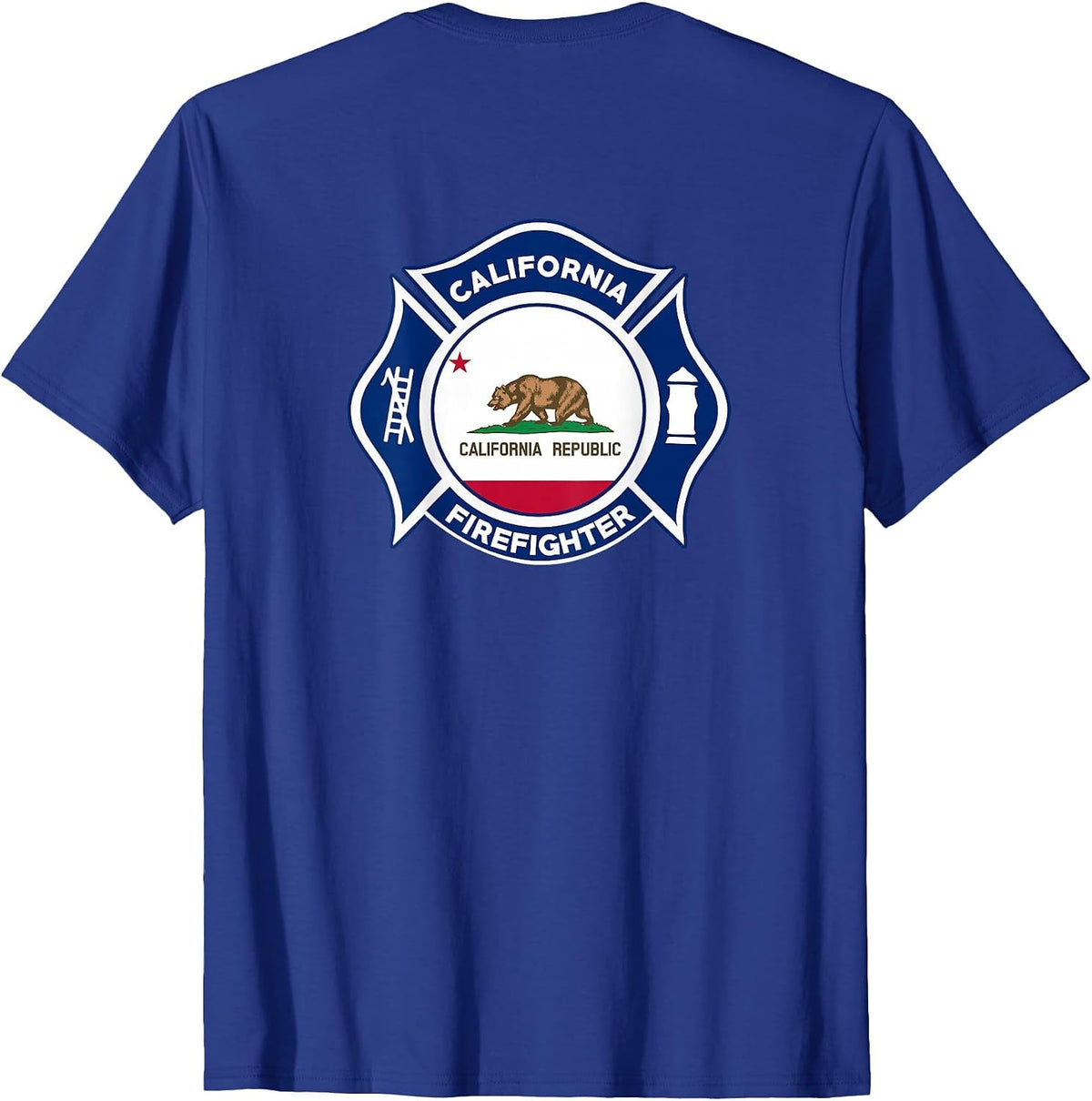 California Fire Rescue Firefighter Firemen Uniform Duty T-Shirt - Royal Blue