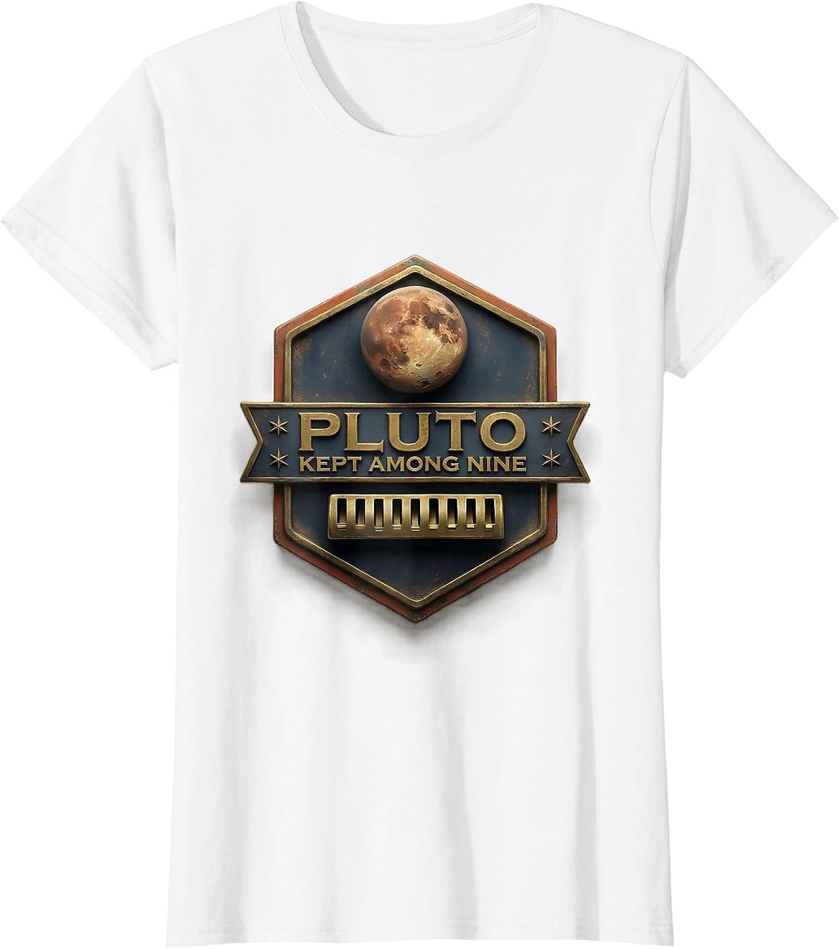 Women's Pluto, Kept Among Nine Funny Retro Astronomy Space Science T-Shirt - White