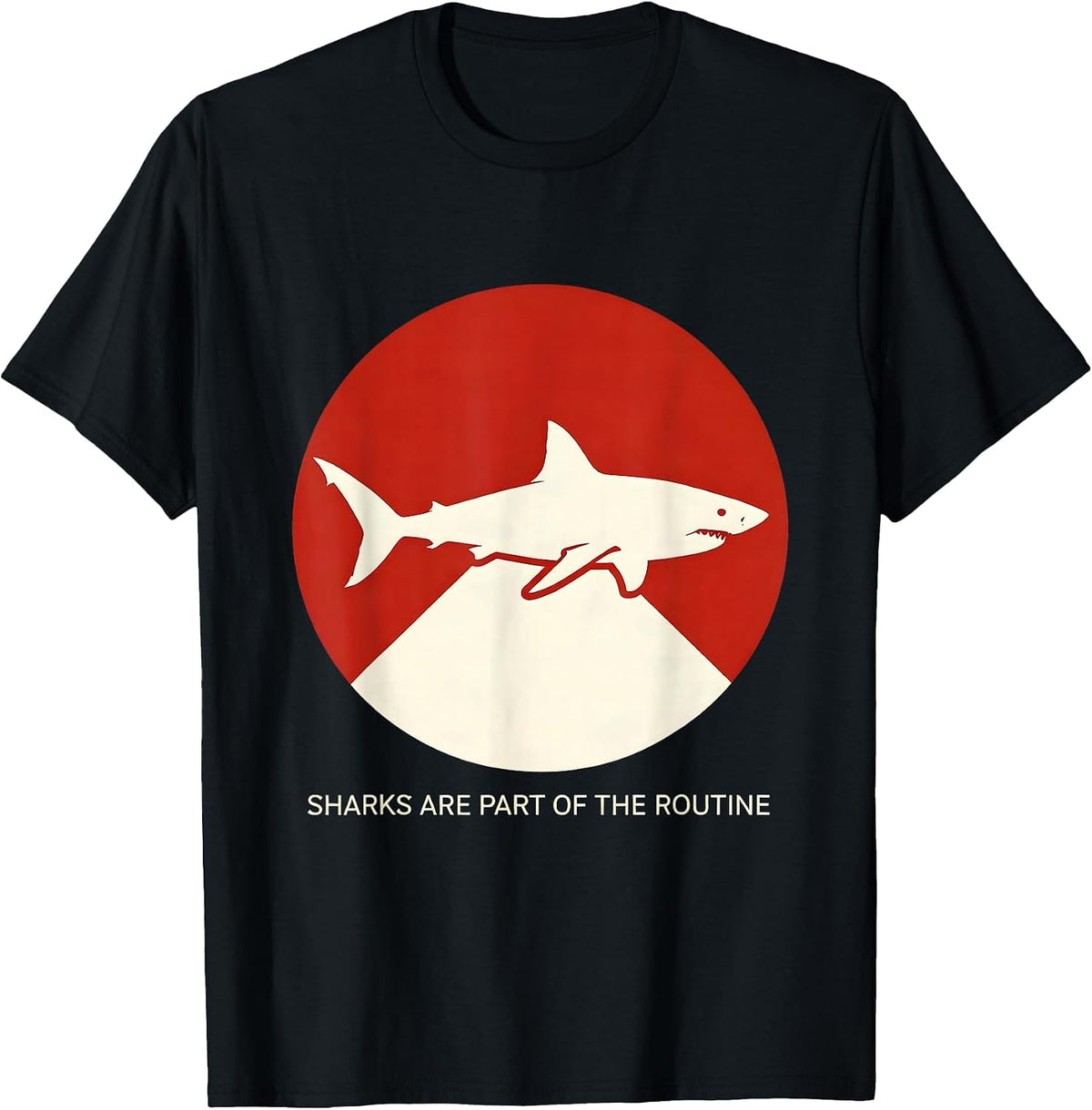 Men's Sharks Are Part Of The Routine Funny Scuba Diver Ocean Humor T-Shirt - Black