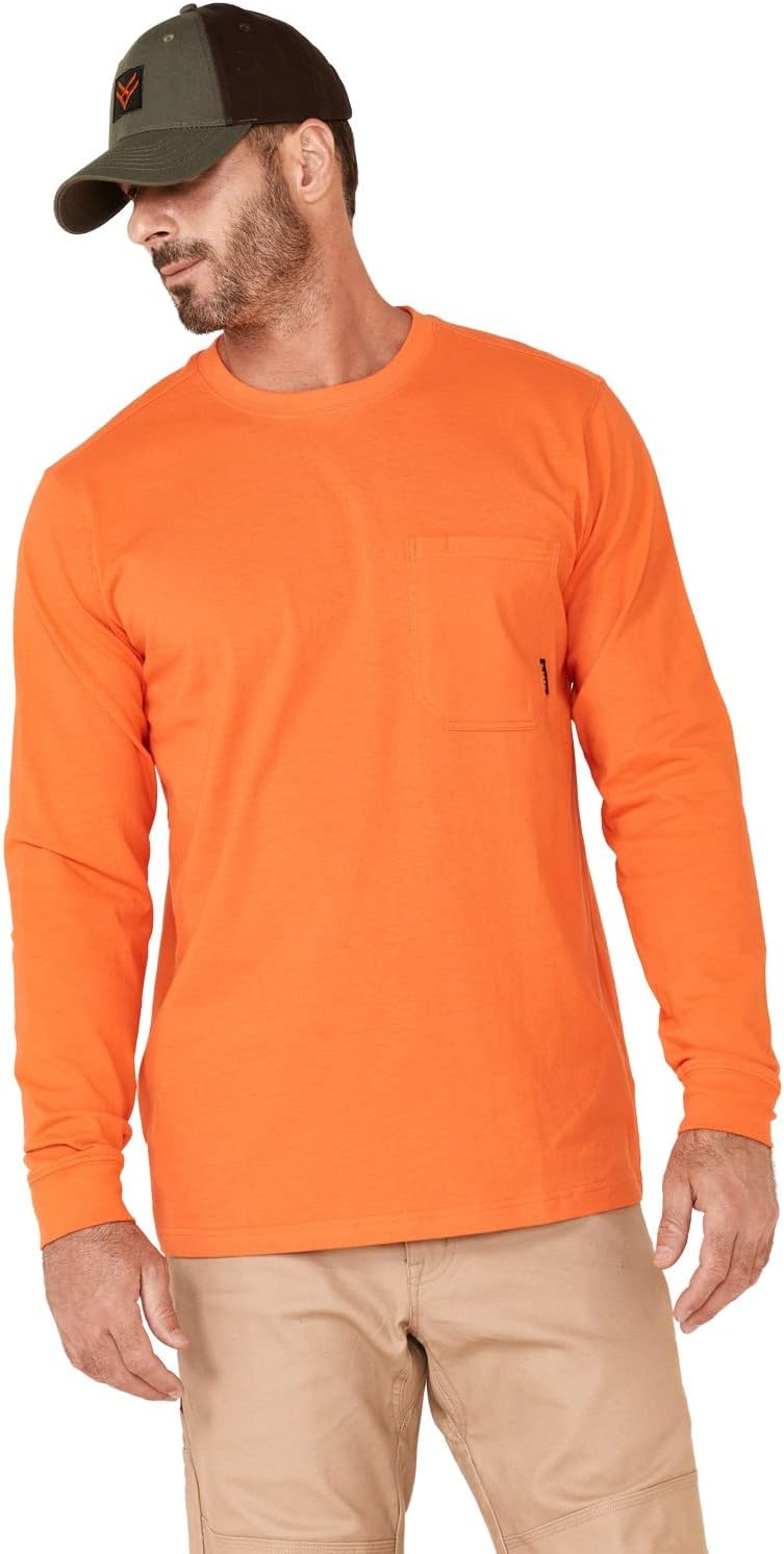 HAWX Men's Forge Long Sleeve Work Pocket T-Shirt - Hxfa21k41-Org - Orange