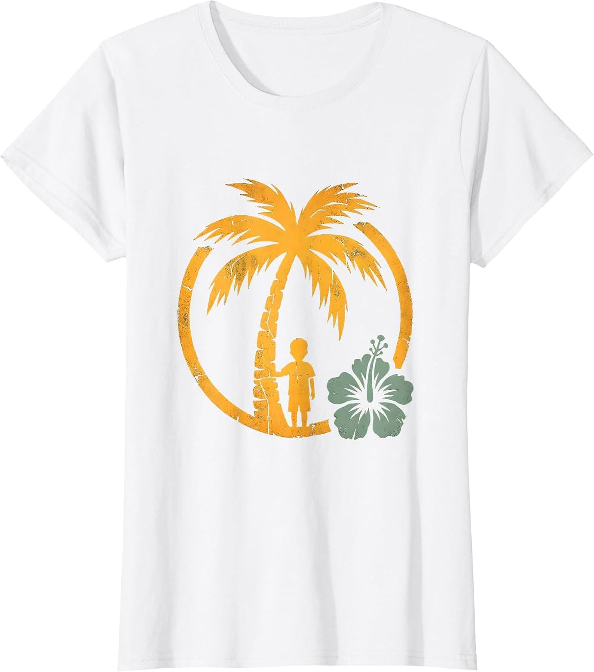 Boy Climbing Coconut Palm Tree Hawaiian T-Shirt - White