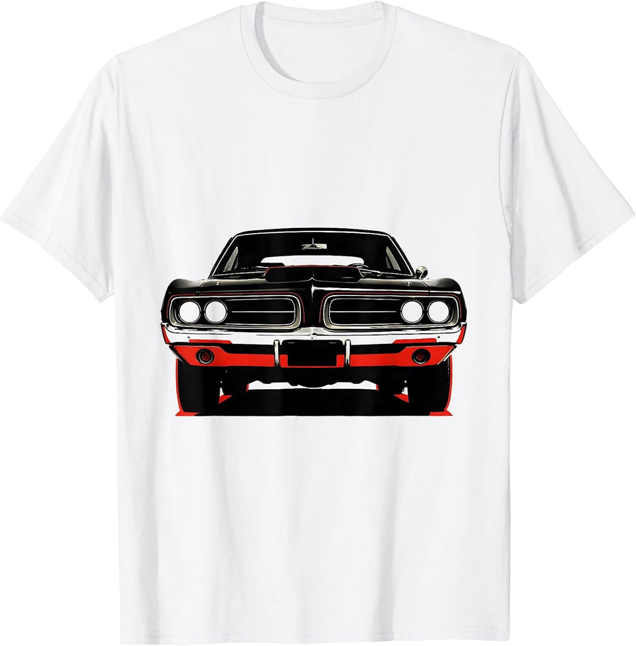 Men's 1960s Fastback Muscle Car Screenprint Poster Classic Car Guy T-Shirt - White