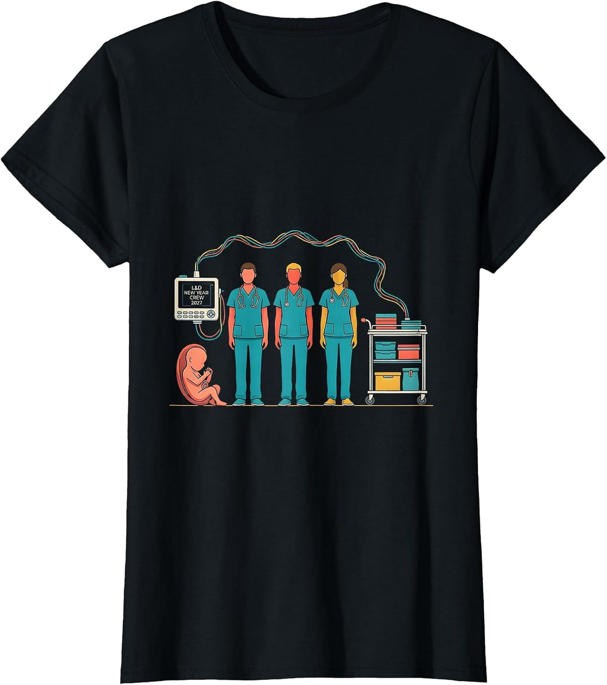 Women's L&D New Year Crew 2027 Funny Nurse Crew New Years Eve Party T-Shirt - Black
