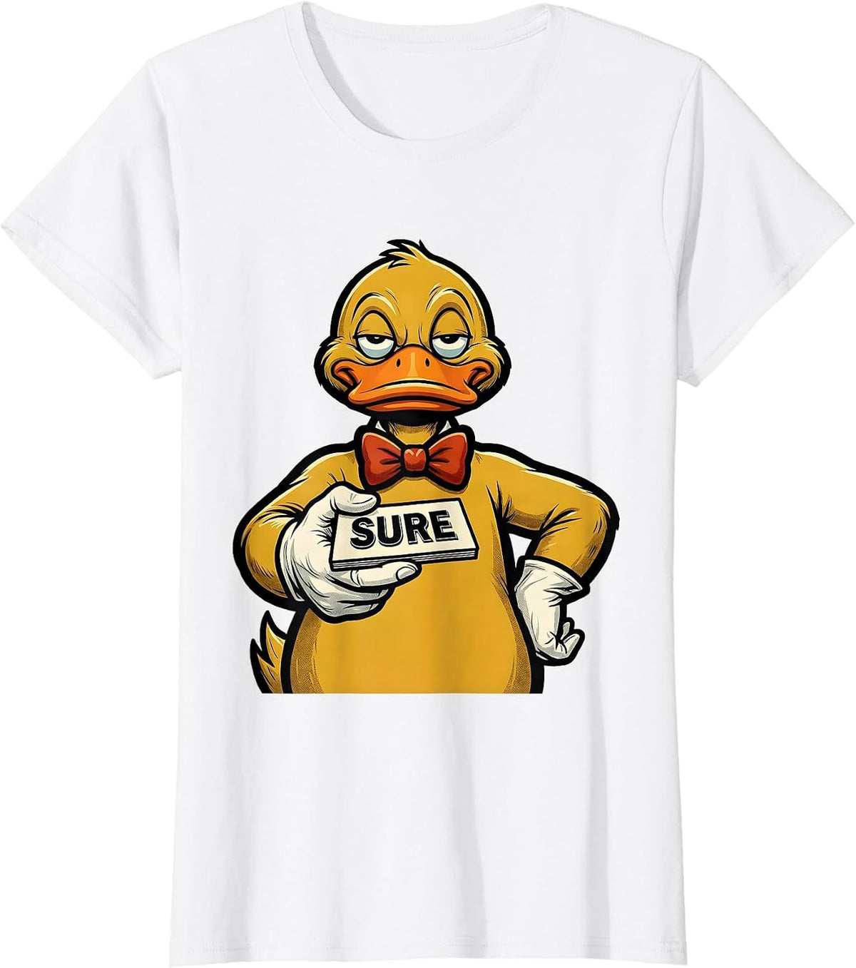 Sure Retro Advertising Mascot Duck Novelty Humor Gift T-Shirt - White