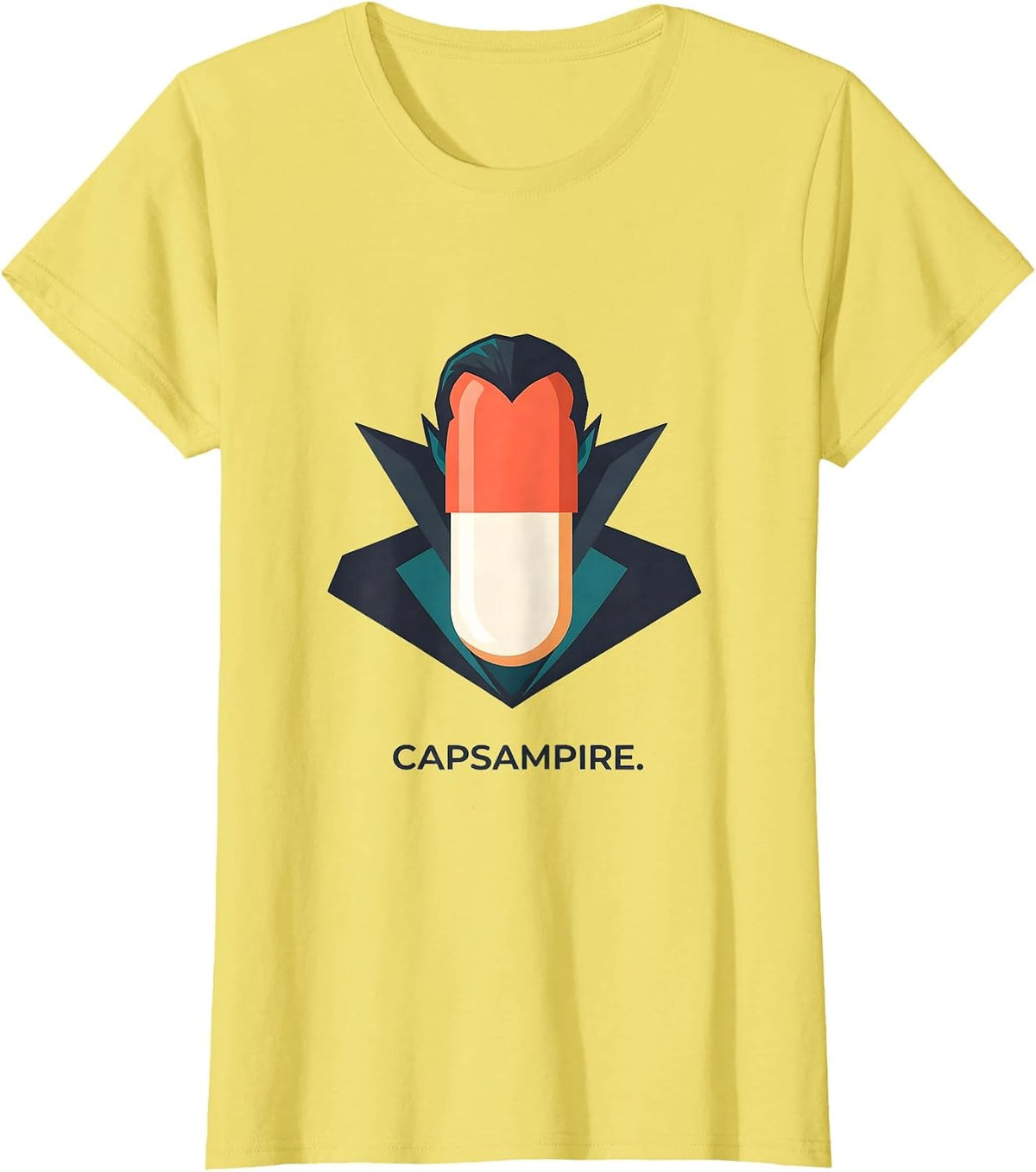 Women's Capsampire Funny Pharmacy Halloween Pharmacist Tech Crew T-Shirt - Lemon Yellow