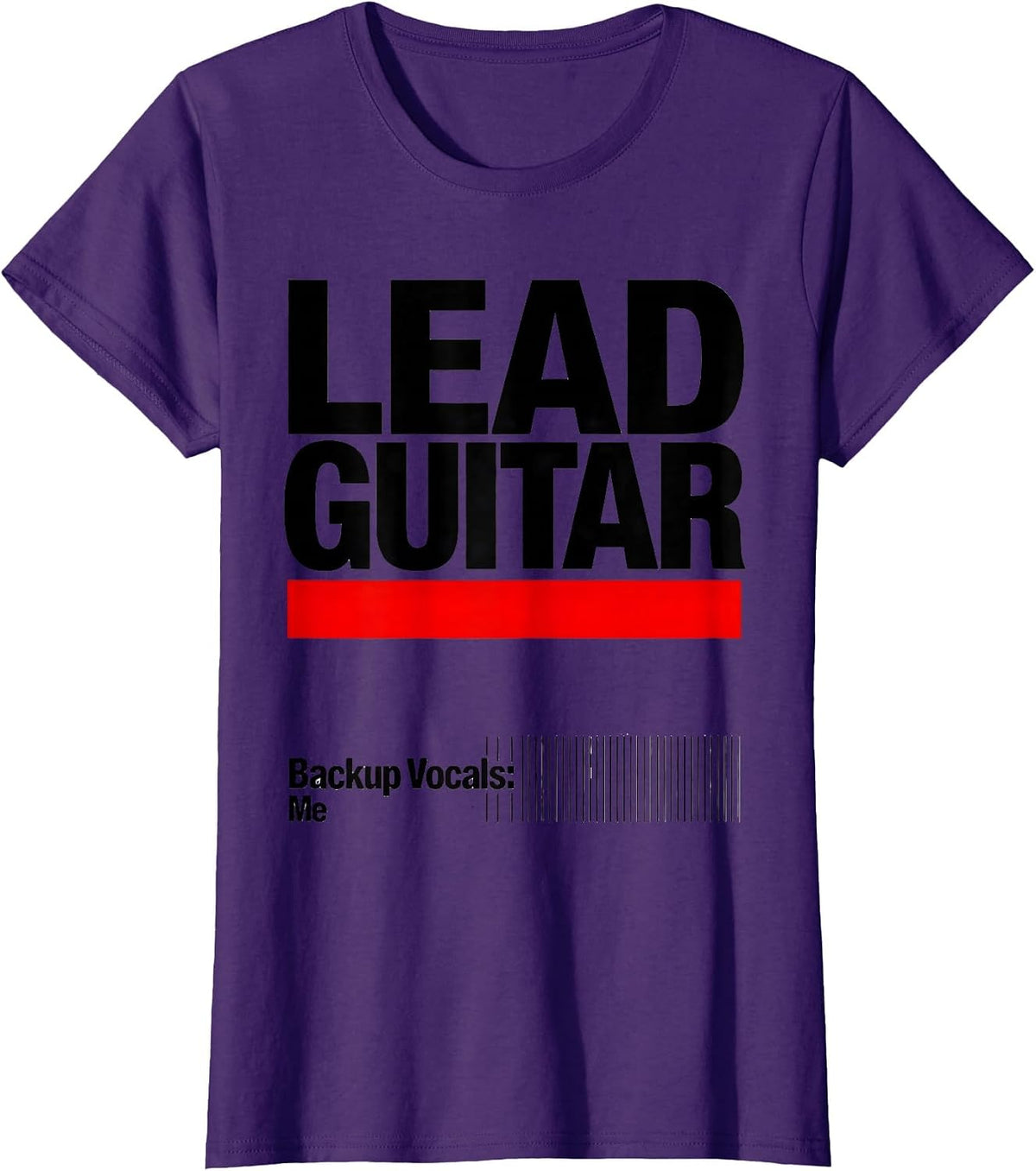 Women's LEAD GUITAR Backup Vocals Me Funny Cat Rock Band Parody T-Shirt - Purple