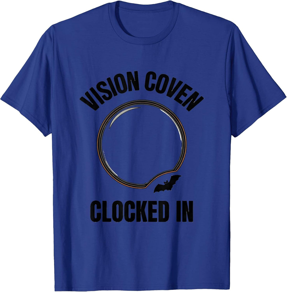 Vision Coven Clocked In Minimalist Halloween Optometrist Eye T-Shirt - Royal Blue