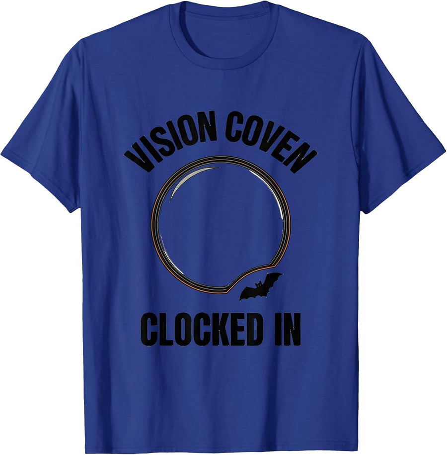 Vision Coven Clocked In Minimalist Halloween Optometrist Eye T-Shirt - Royal Blue