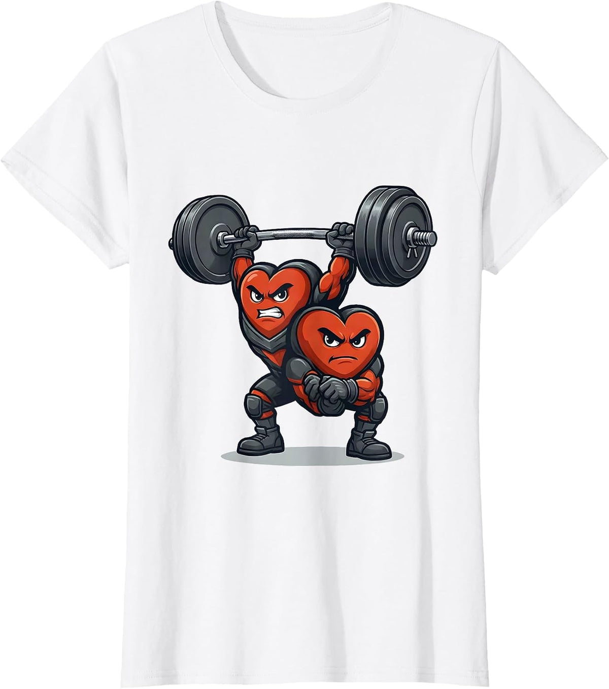 Women's Heart Mascot Gym Humor Valentine's Day Weightlifting T-Shirt - White