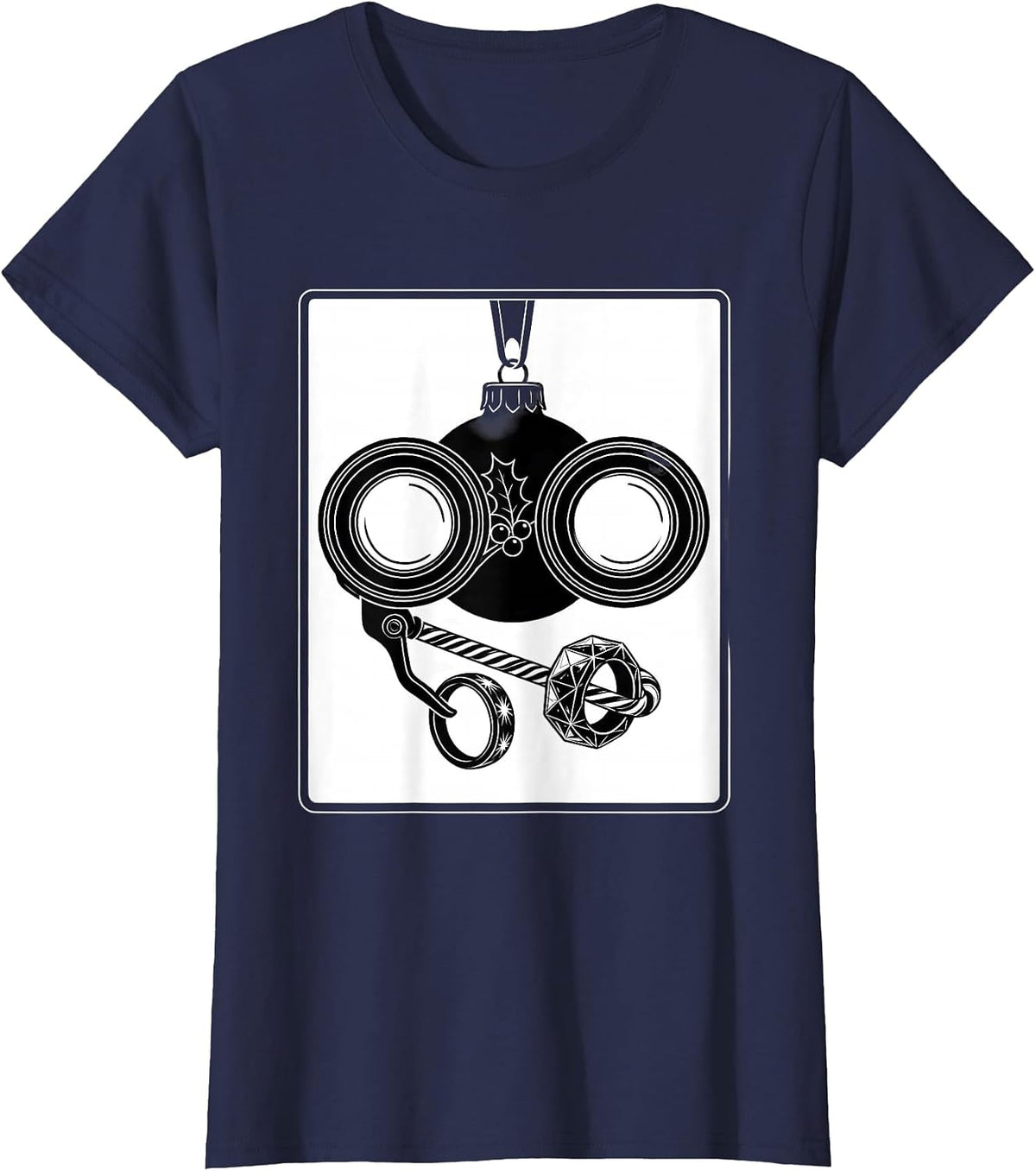 Women's Trial Frame Ornament Christmas Optometrist Eye Doctor Gift T-Shirt - Navy Blue