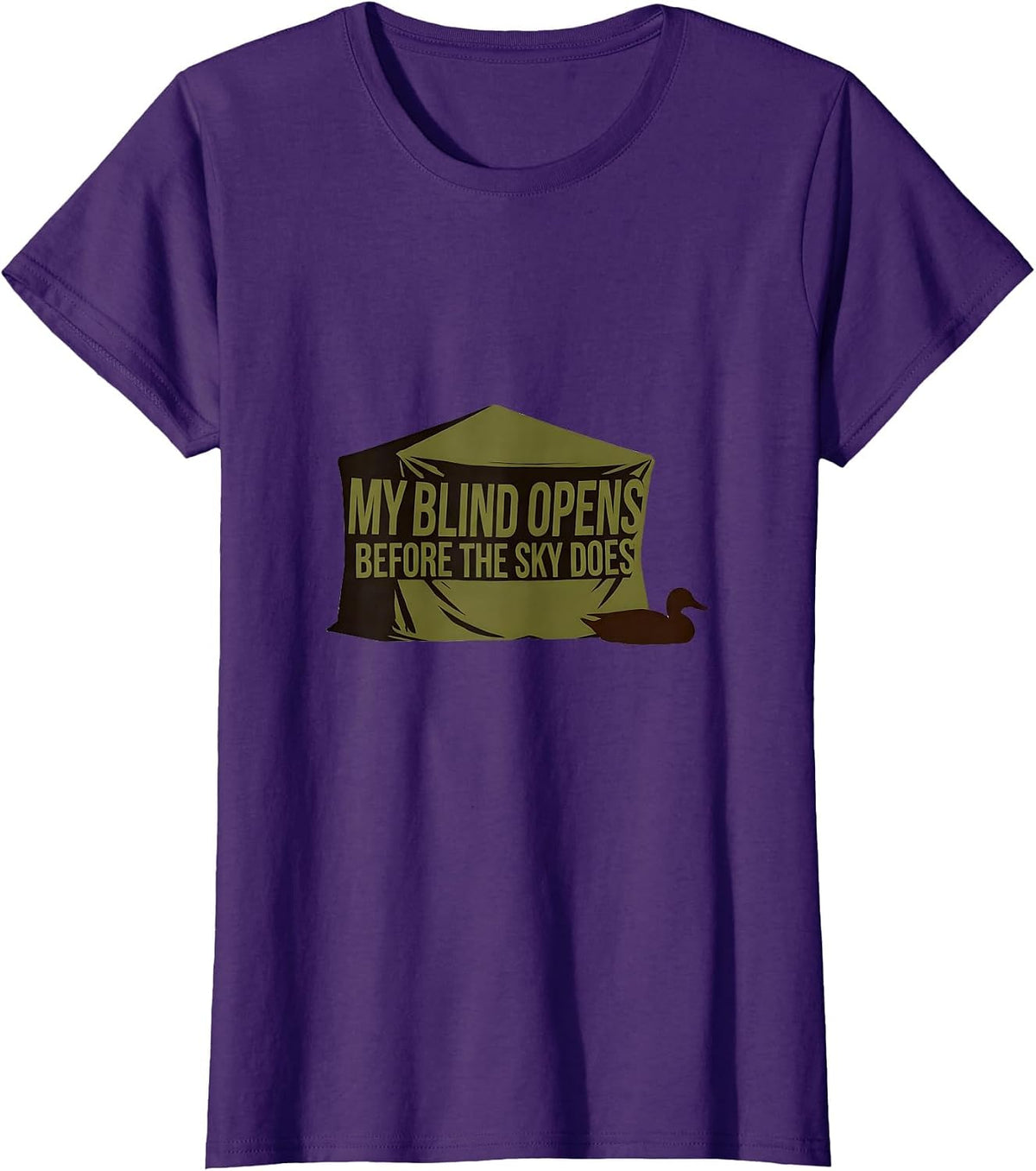 Women's My Blind Opens Before The Sky Does Minimalist Duck Hunting T-Shirt - Purple
