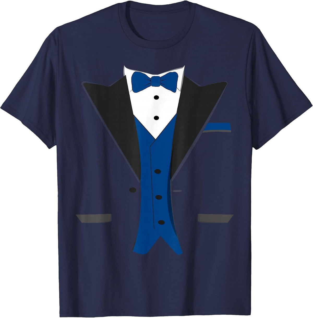 Tuxedo Costume Formal Suit Bow Tie Wedding Party Gentleman T-Shirt - Navy Blue
