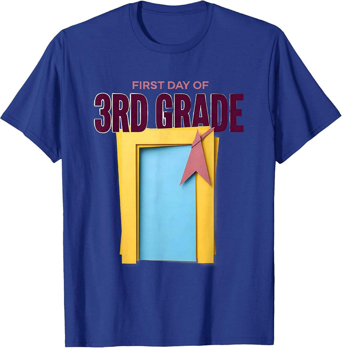 First Day Of 3rd Grade Cute Girly Coquette Bow Back T-Shirt - Royal Blue
