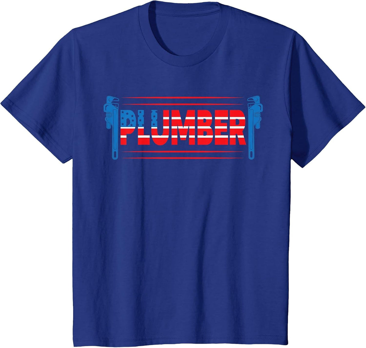 Plumber Patriotic USA American Flag T-Shirt - Royal Blue