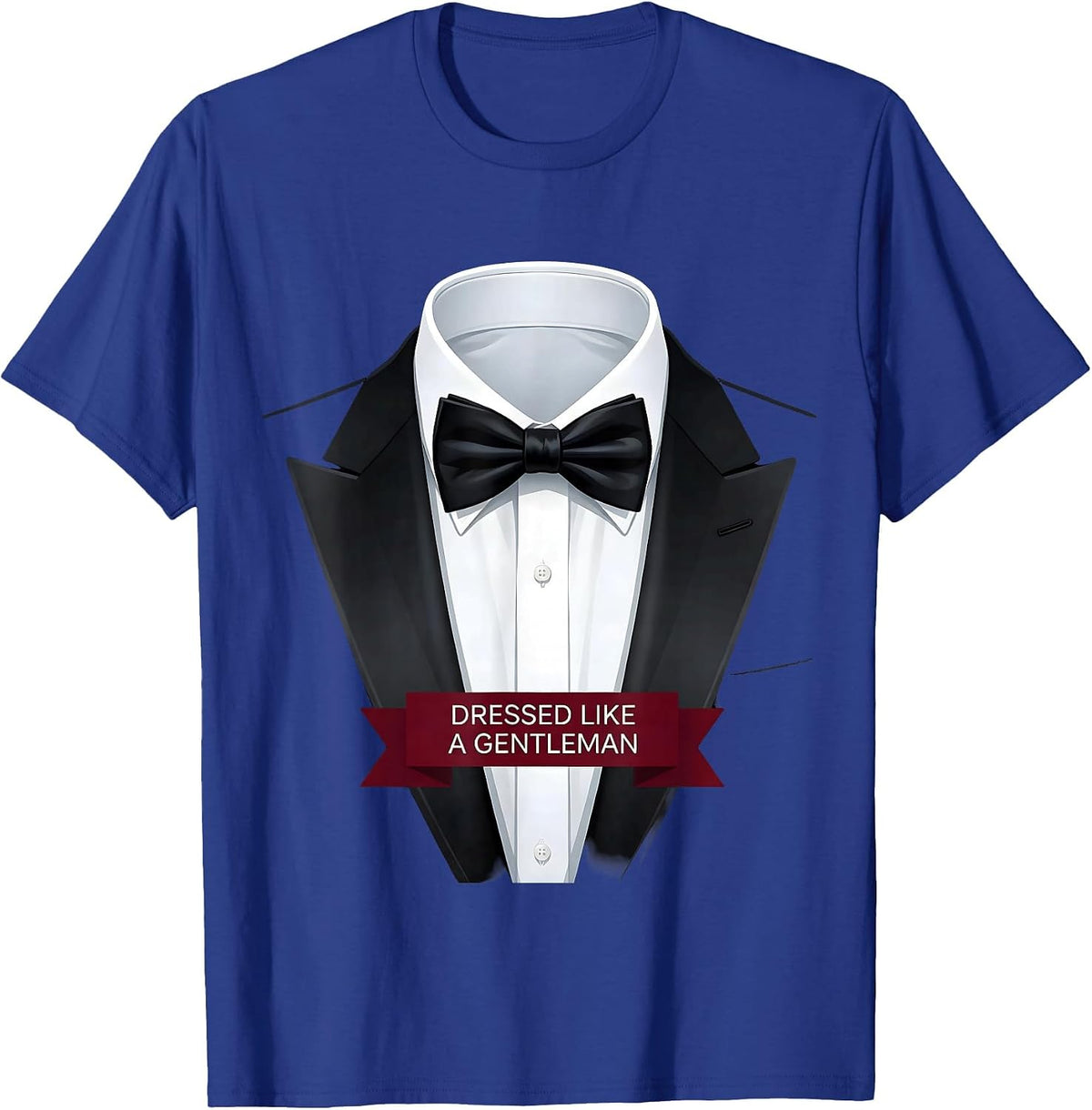 Dressed Like A Gentleman Tuxedo Design T-Shirt - Royal Blue