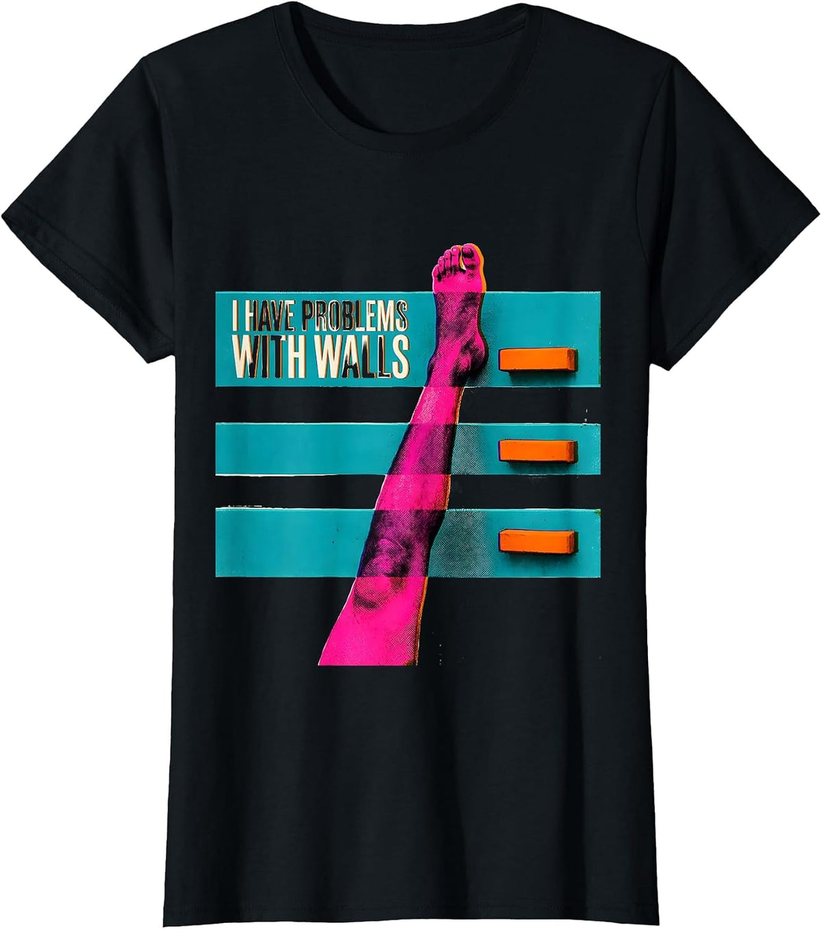 I Have Problems With Walls Funny Rock Climbing Bouldering T-Shirt - Black