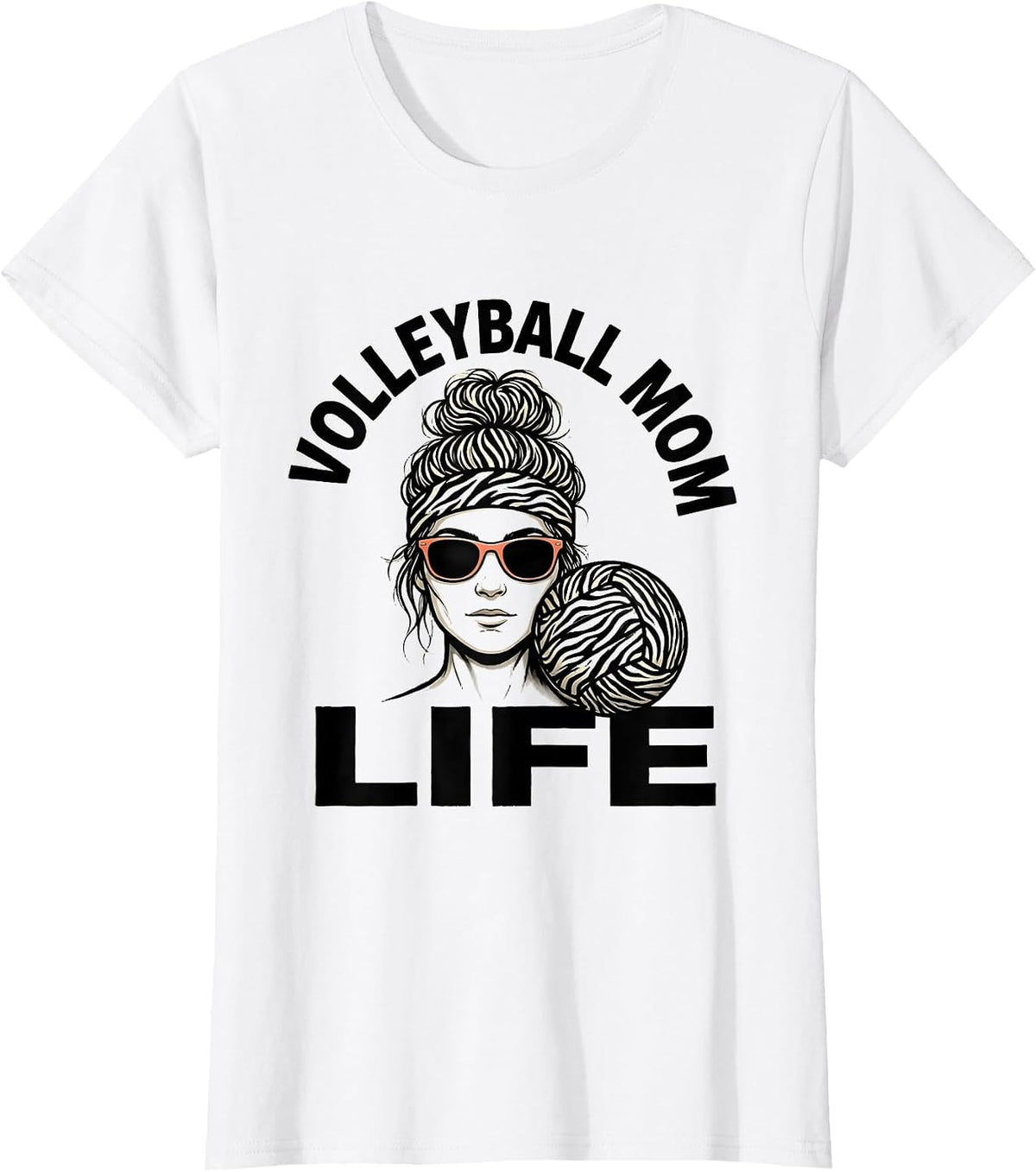 Volleyball Mom Life Funny Messy Bun Mom Sports Mom Humor T-Shirt - White