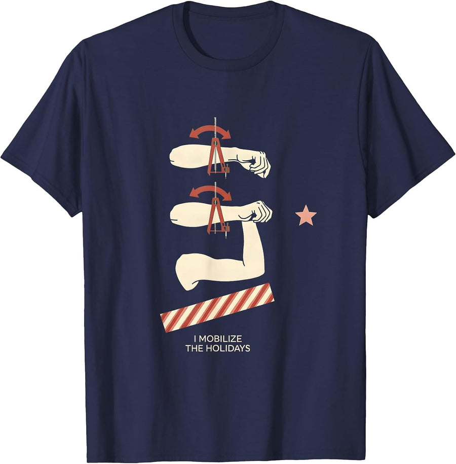 I Mobilize The Holidays Funny Physical Therapist Christmas T-Shirt - Navy Blue