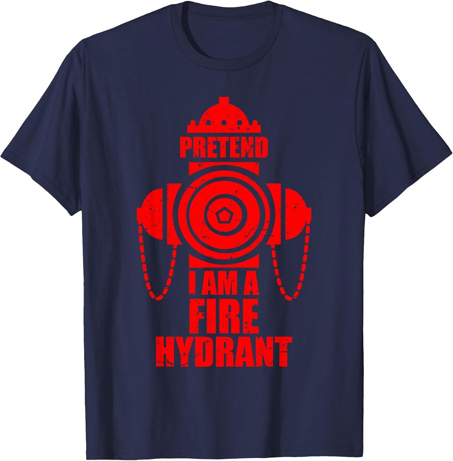 Pretend I'm A Fire Hydrant Lazy Carnival Party Easy Costume T-Shirt - Navy Blue