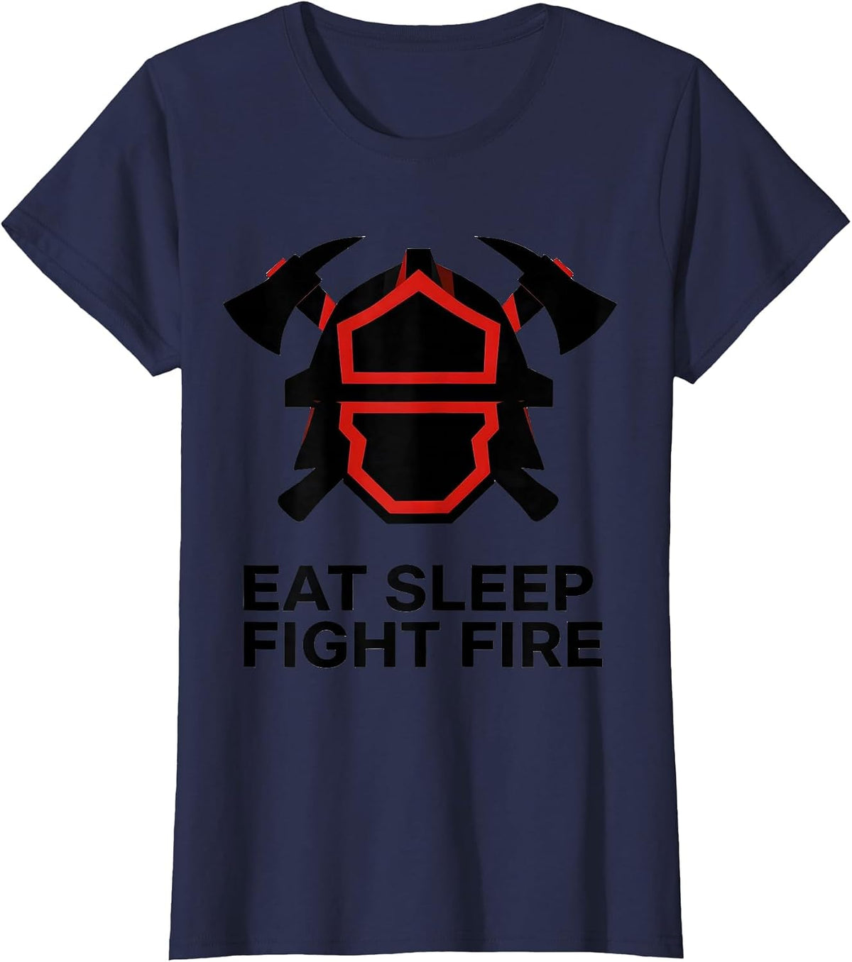 Women's Eat Sleep Fight Fire Firefighter Design T-Shirt - Navy Blue