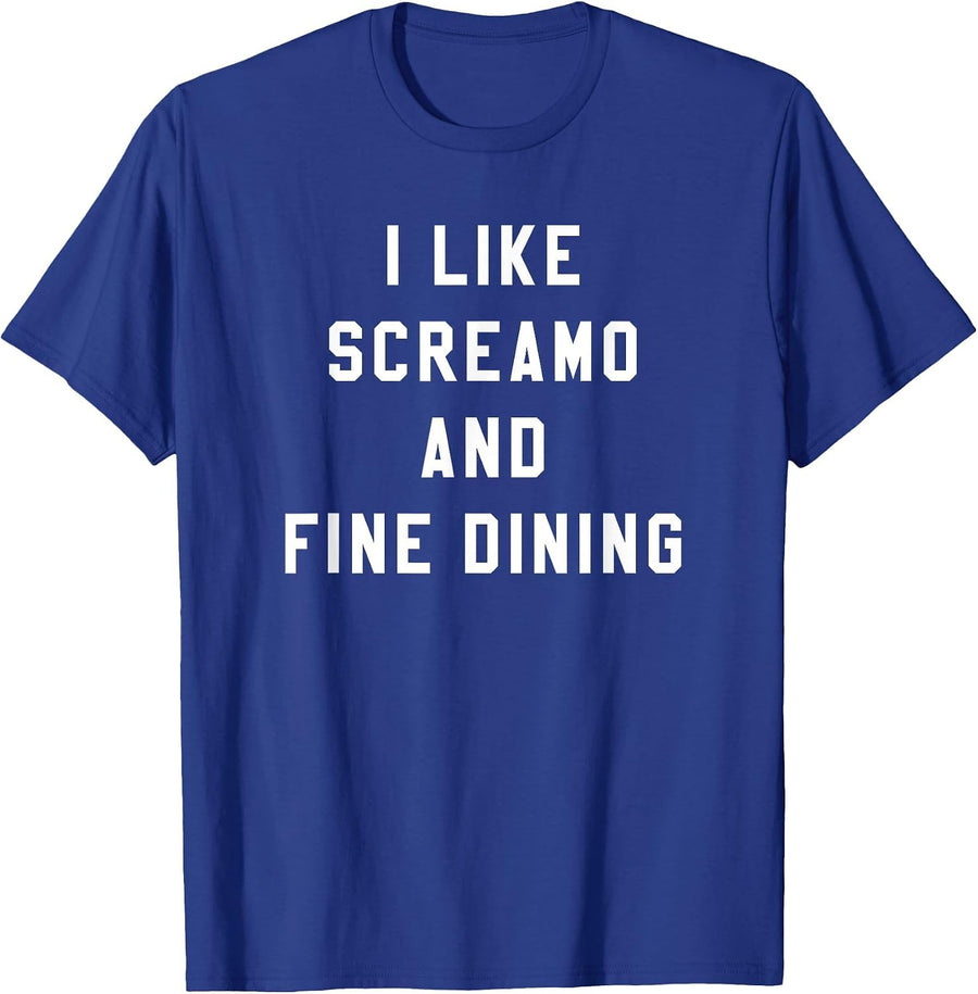 I Like Screamo and FINE Dining Funny Emo Goth Punk Music T-Shirt, Men, Royal Blue, Small - As Pictured